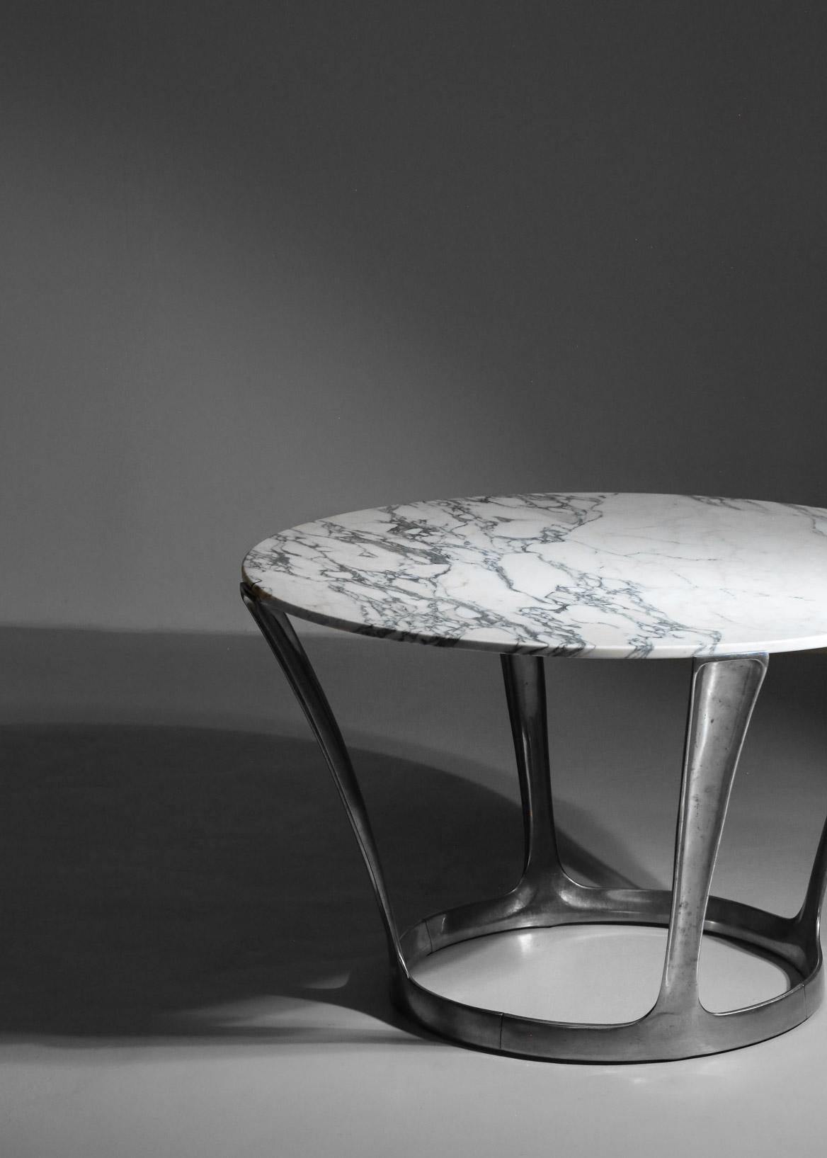 Michel Charron Dining Table Carrara Marble For Sale 3