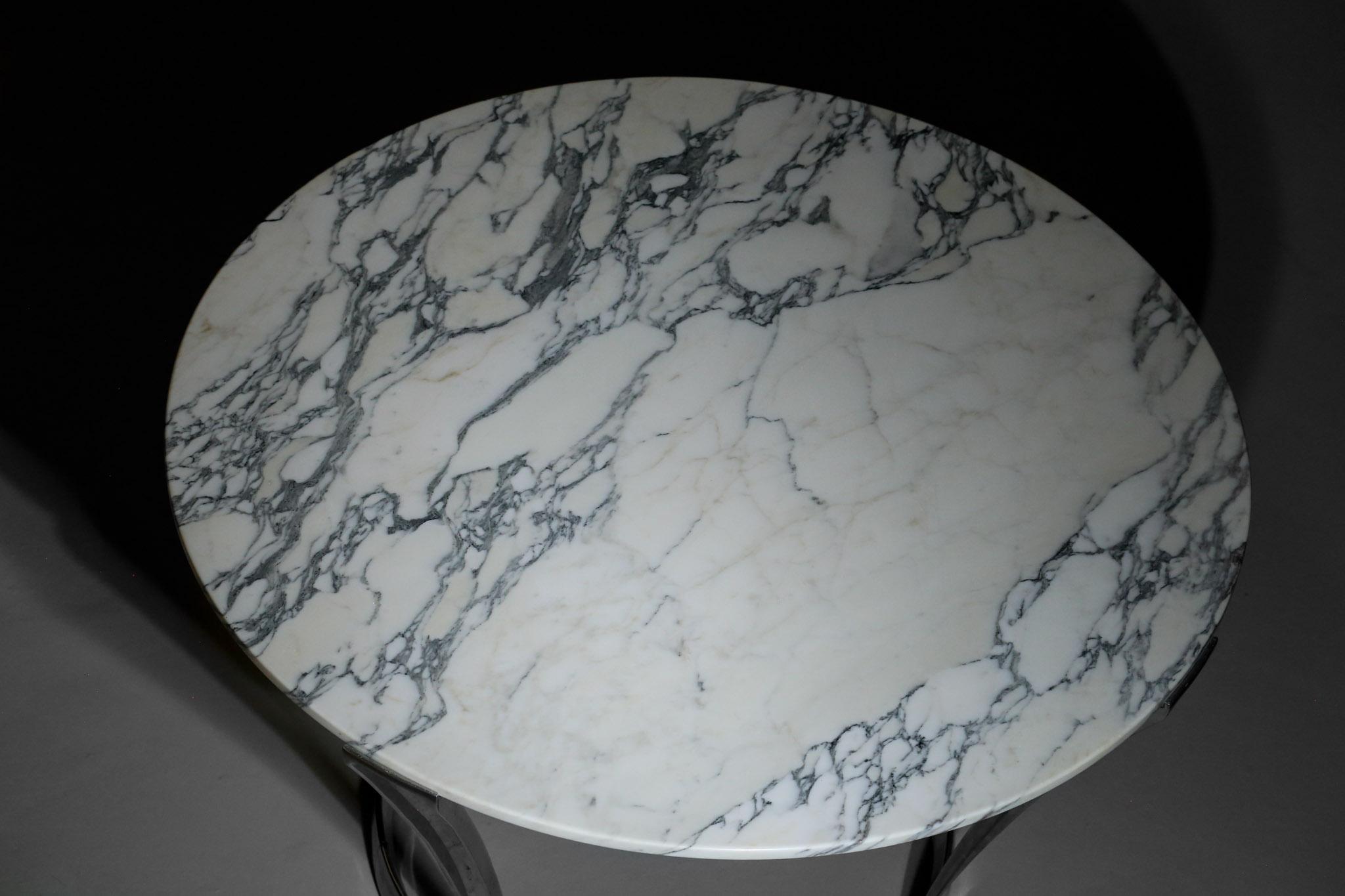 French Michel Charron Dining Table Carrara Marble For Sale