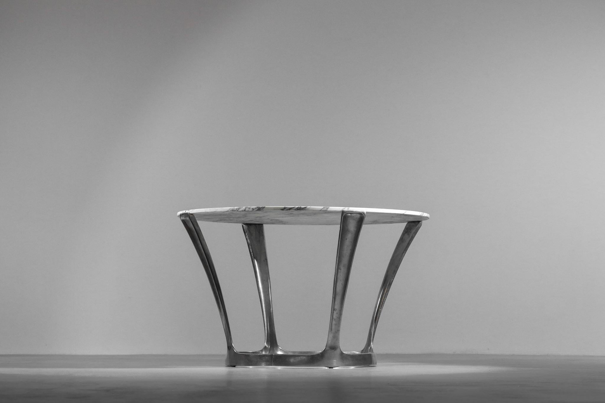 Michel Charron Dining Table Carrara Marble For Sale 1