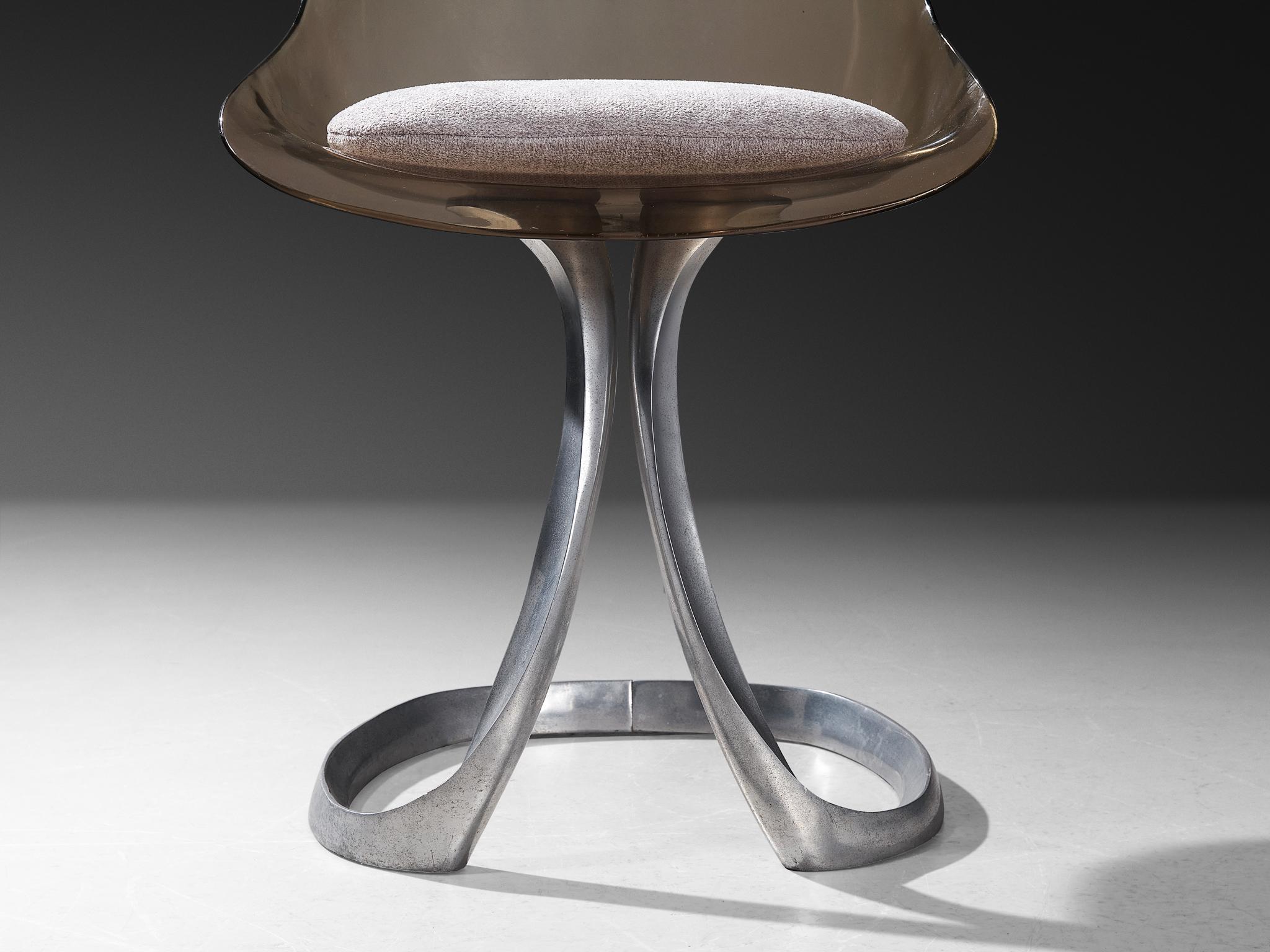 Michel Charron Set of Four Dining Chairs in Plexiglass and Aluminum im Zustand „Gut“ im Angebot in Waalwijk, NL