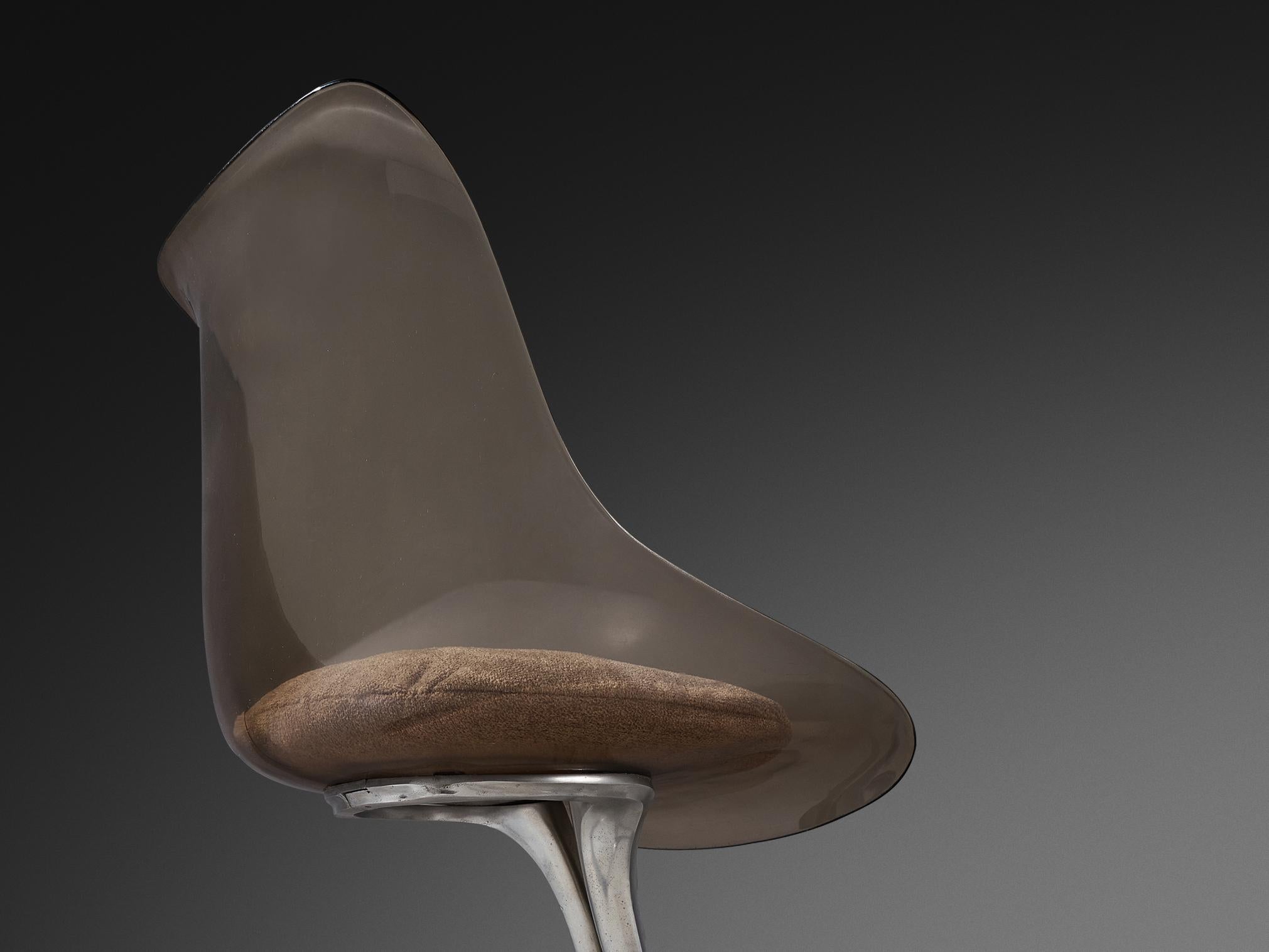 Michel Charron Set of Four Dining Chairs in Plexiglass and Aluminum (Ende des 20. Jahrhunderts) im Angebot