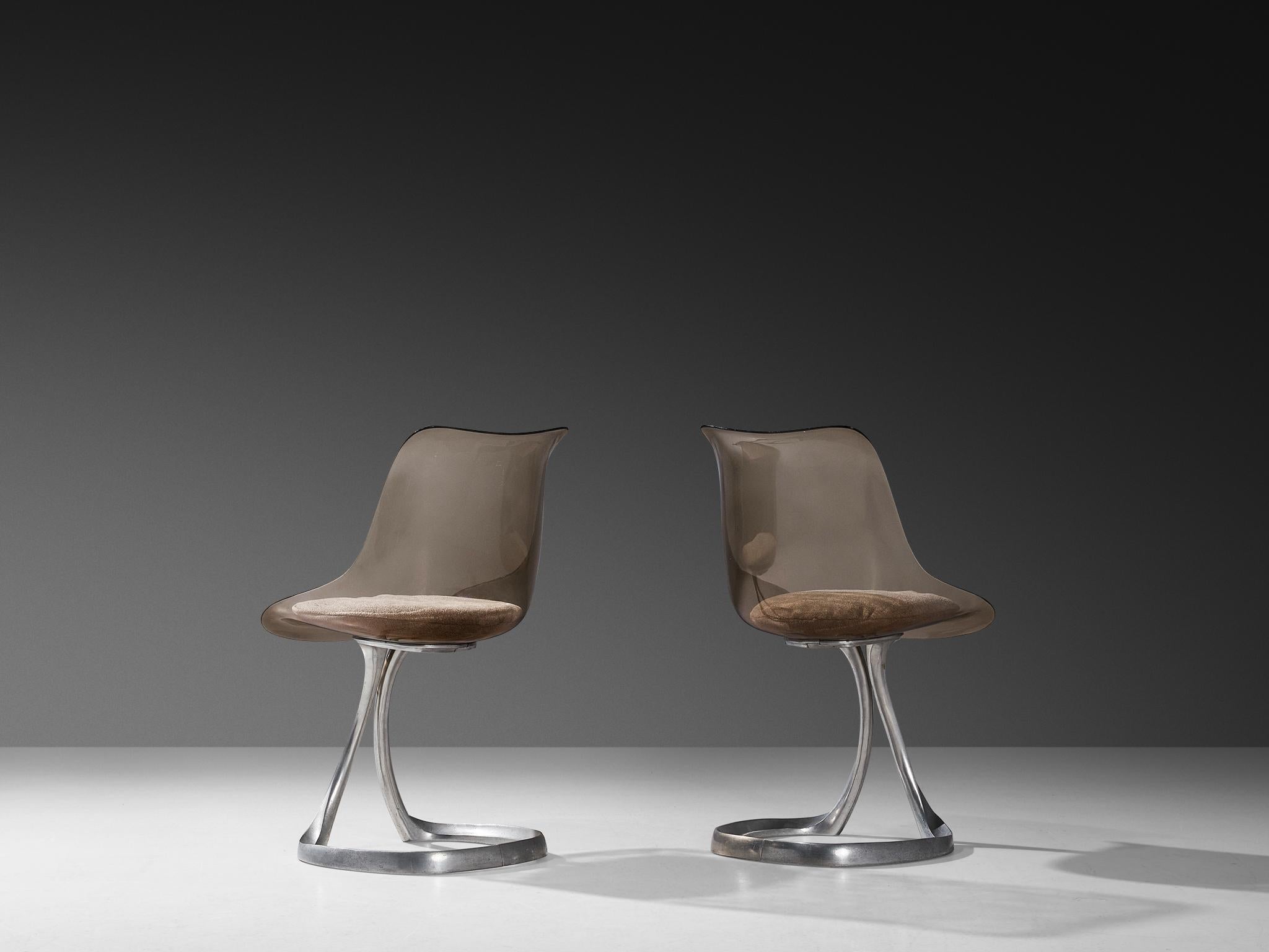 Michel Charron Set of Four Dining Chairs in Plexiglass and Aluminum (Aluminium) im Angebot