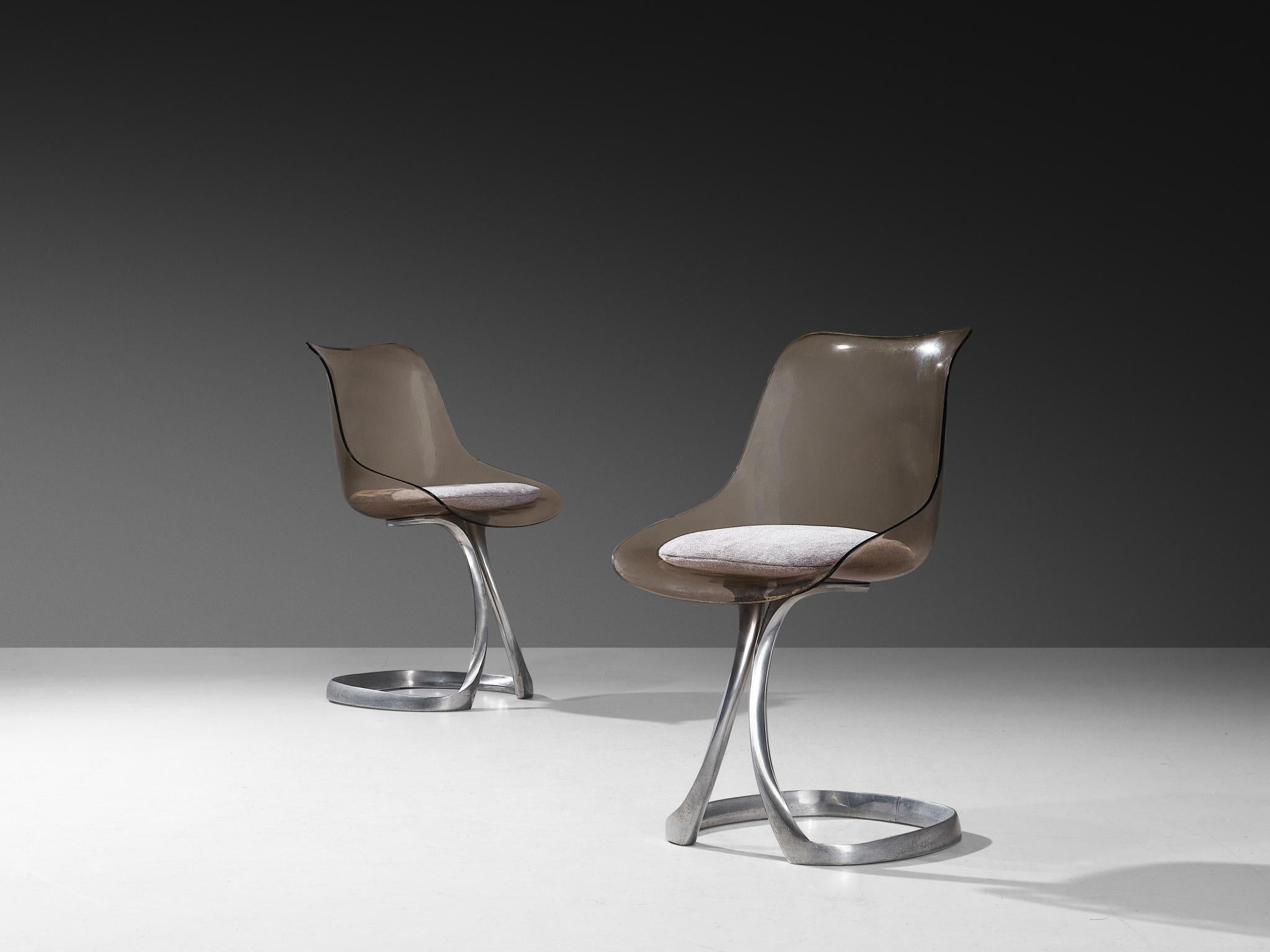 Michel Charron Set of Four Dining Chairs in Plexiglass and Aluminum im Angebot 2