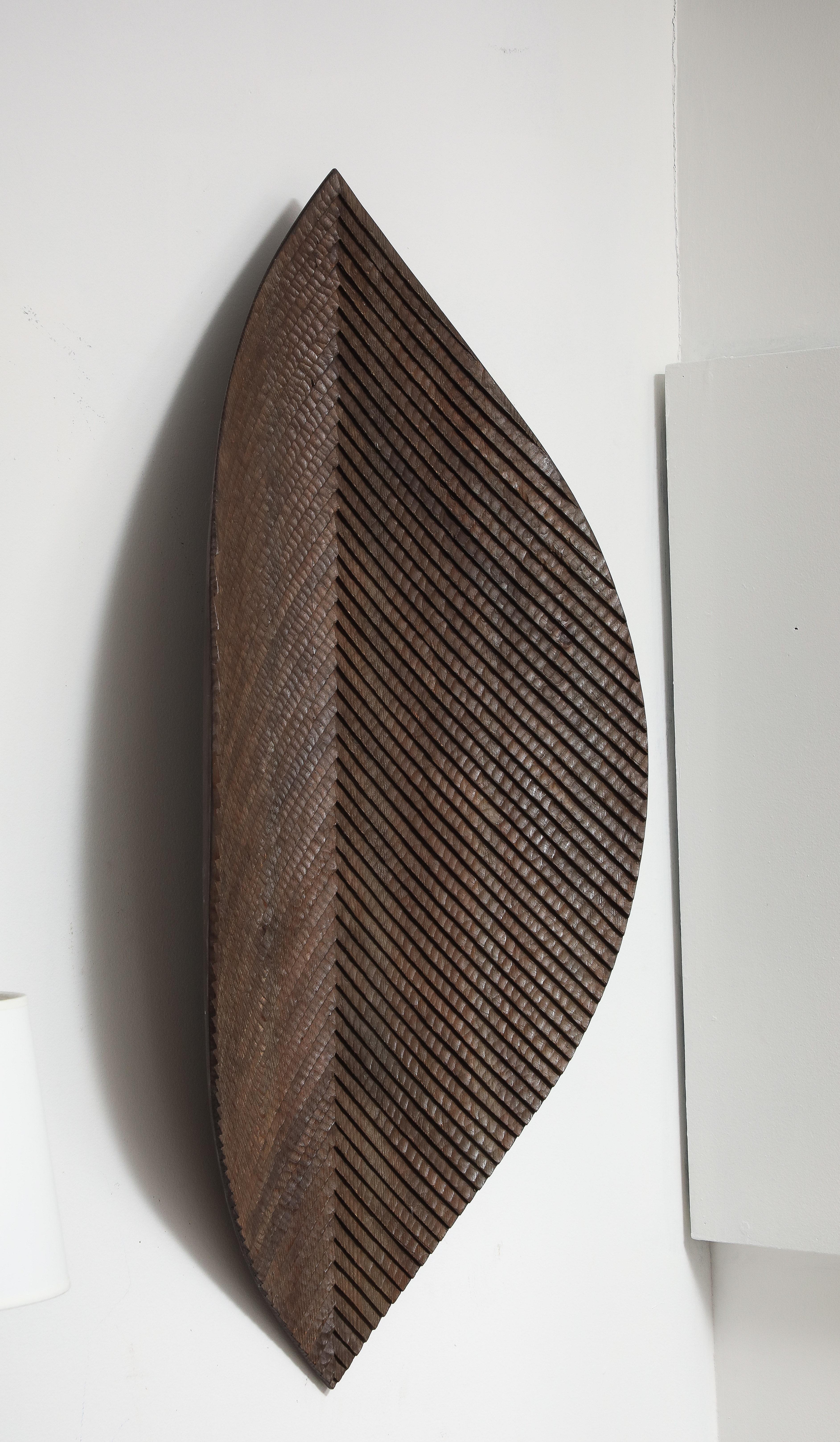 Michel Choqueux „Blatt“ Skulpturaler Wandbehang, Frankreich, um 1950 im Angebot 4