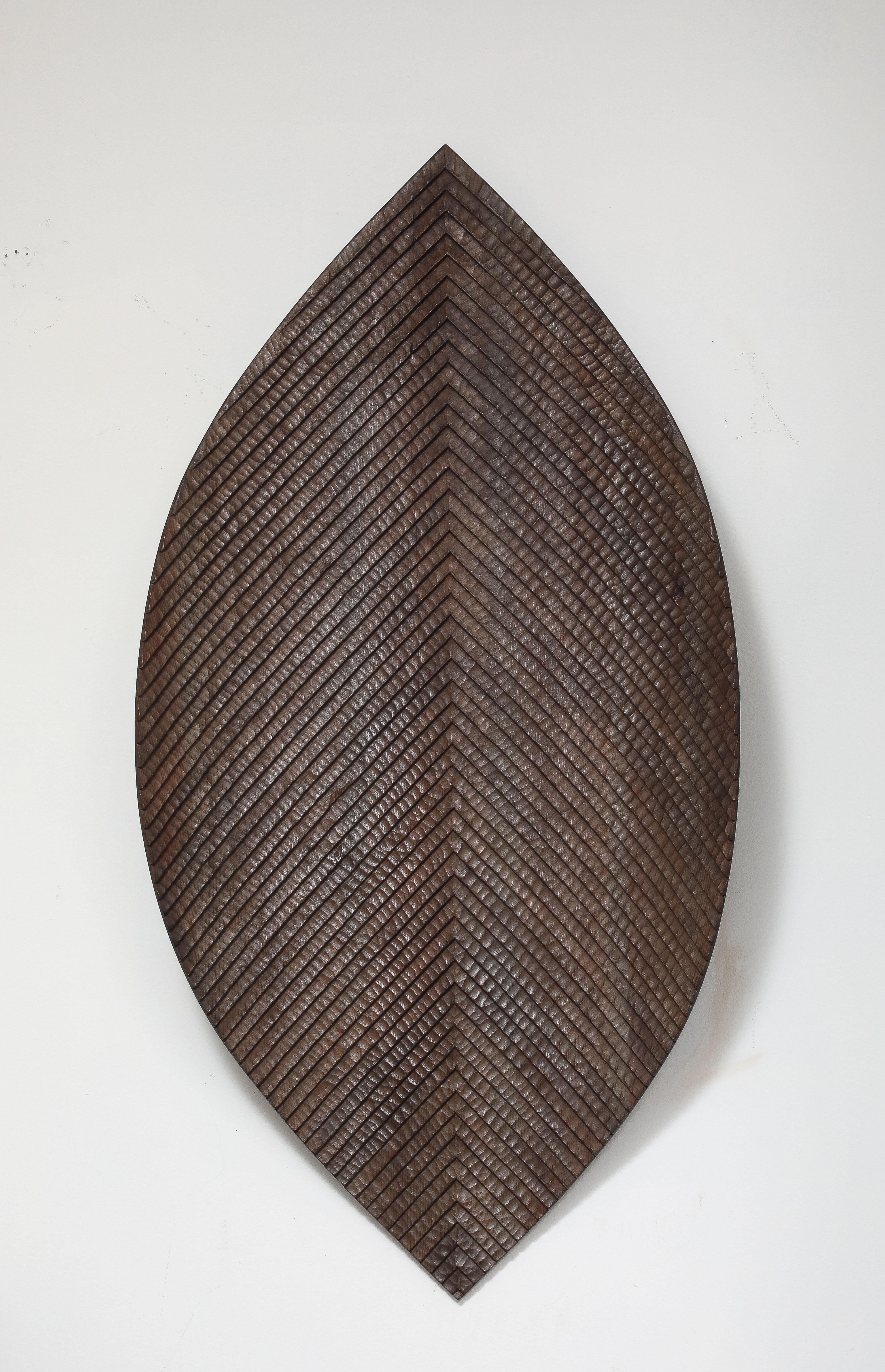 Michel Choqueux „Blatt“ Skulpturaler Wandbehang, Frankreich, um 1950 im Angebot 3