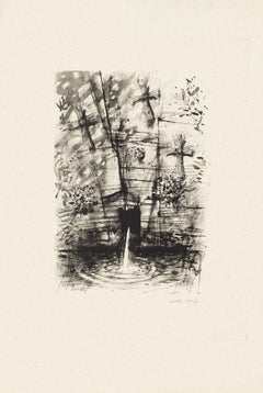 Fountain - Original Etching by Michel Ciry - 1964