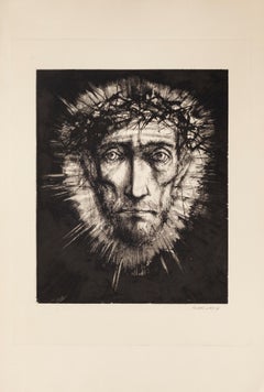 Pensive Man - Original Etching by Michel Ciry - 1964