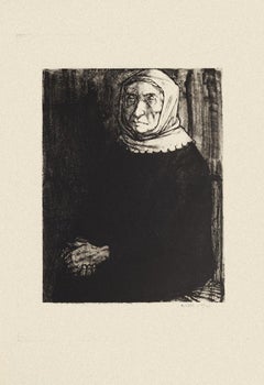 Woman - Original Black and White Etching by Michel Ciry - 1964