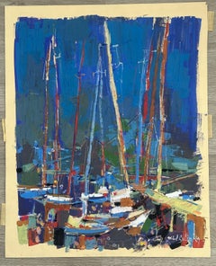Boats in Harbor (French Riviera painting)