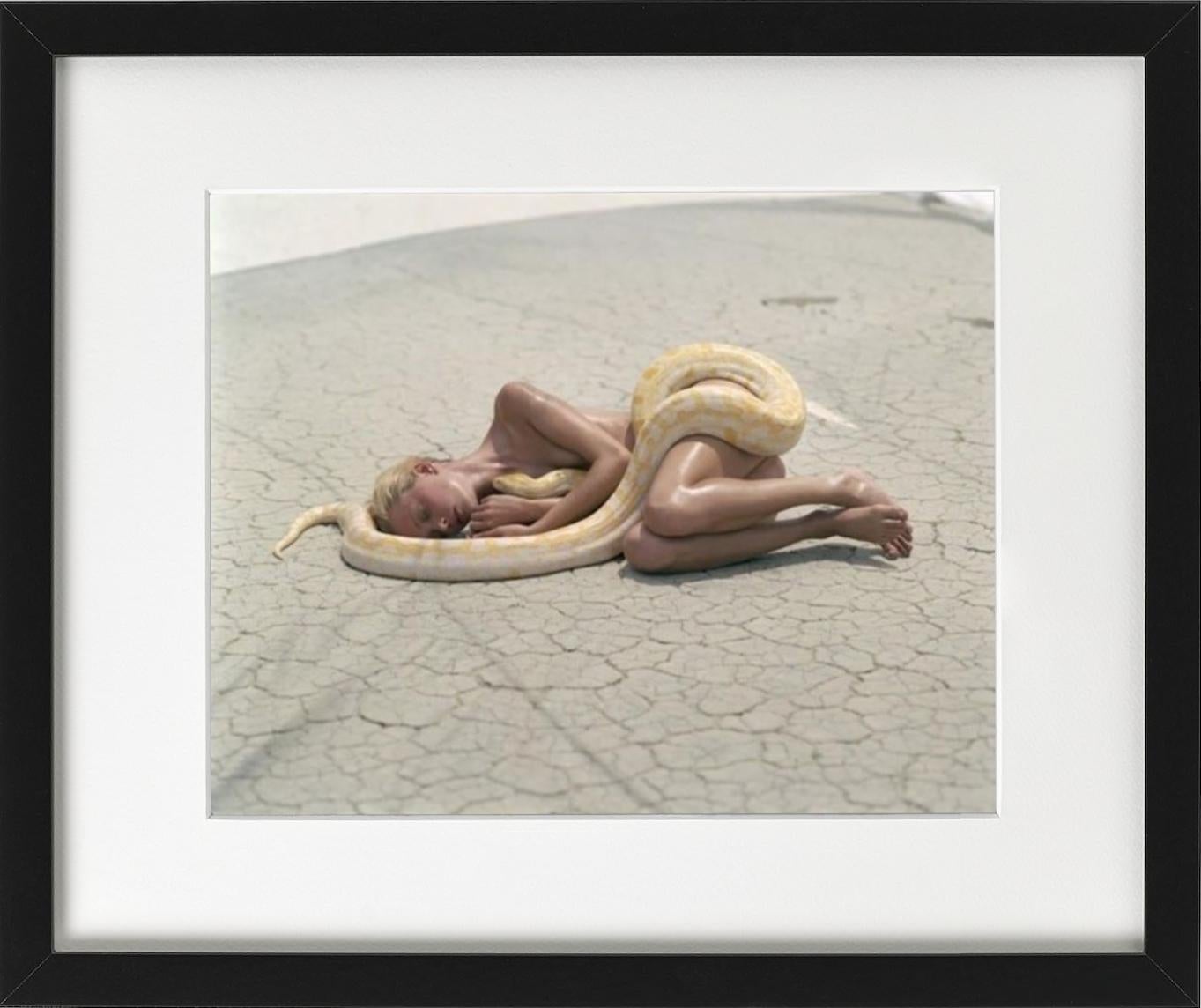 Beauty & Beast - Tatjana Patitz with snake, fine art photography, 1996 - Contemporary Photograph by Michel Comte