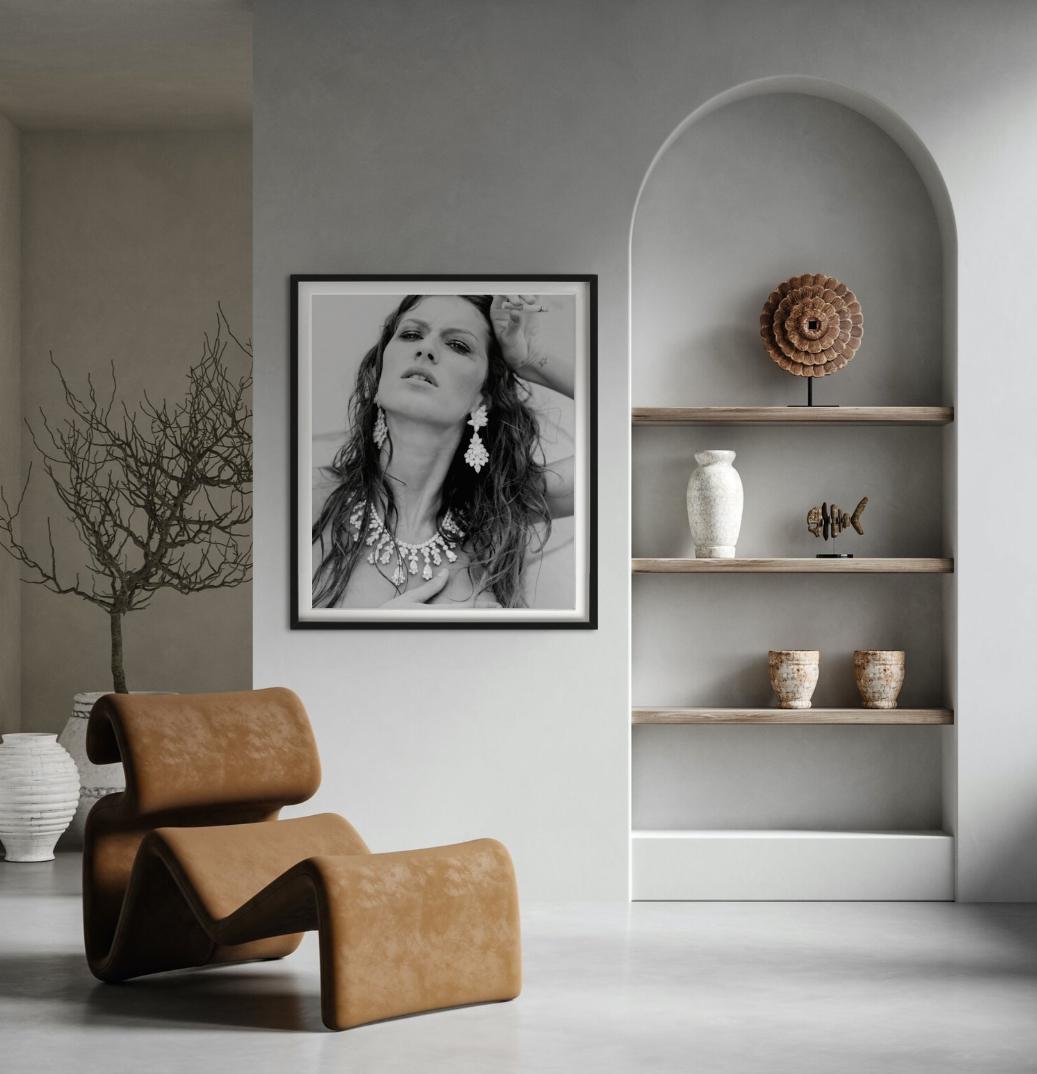 Gisele Buendchen Smoking - b&w Portrait with Jewelery, Fine Art Photography 1999 For Sale 5
