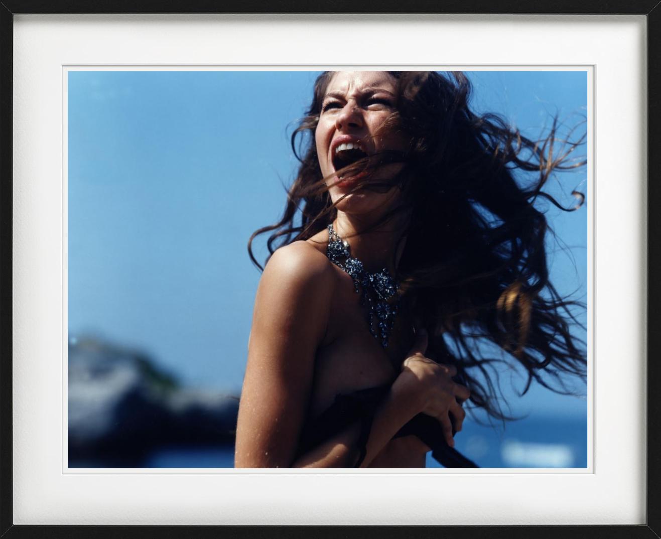 Gisele Bündchen Screaming - nude portrait with sky, fine art photography, 1999 - Photograph by Michel Comte