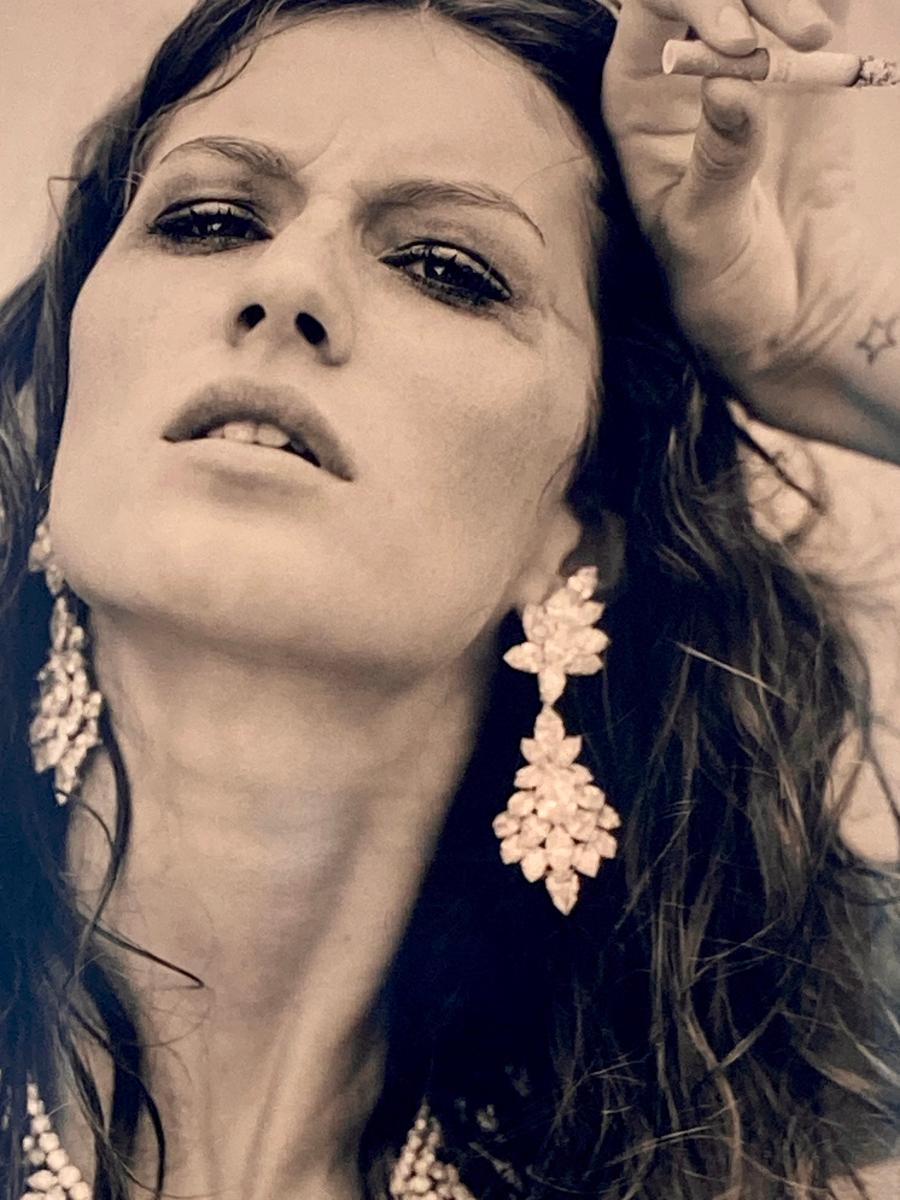 Gisele Buendchen Smoking - b&w Portrait with Jewelery, Fine Art Photography 1999 For Sale 8