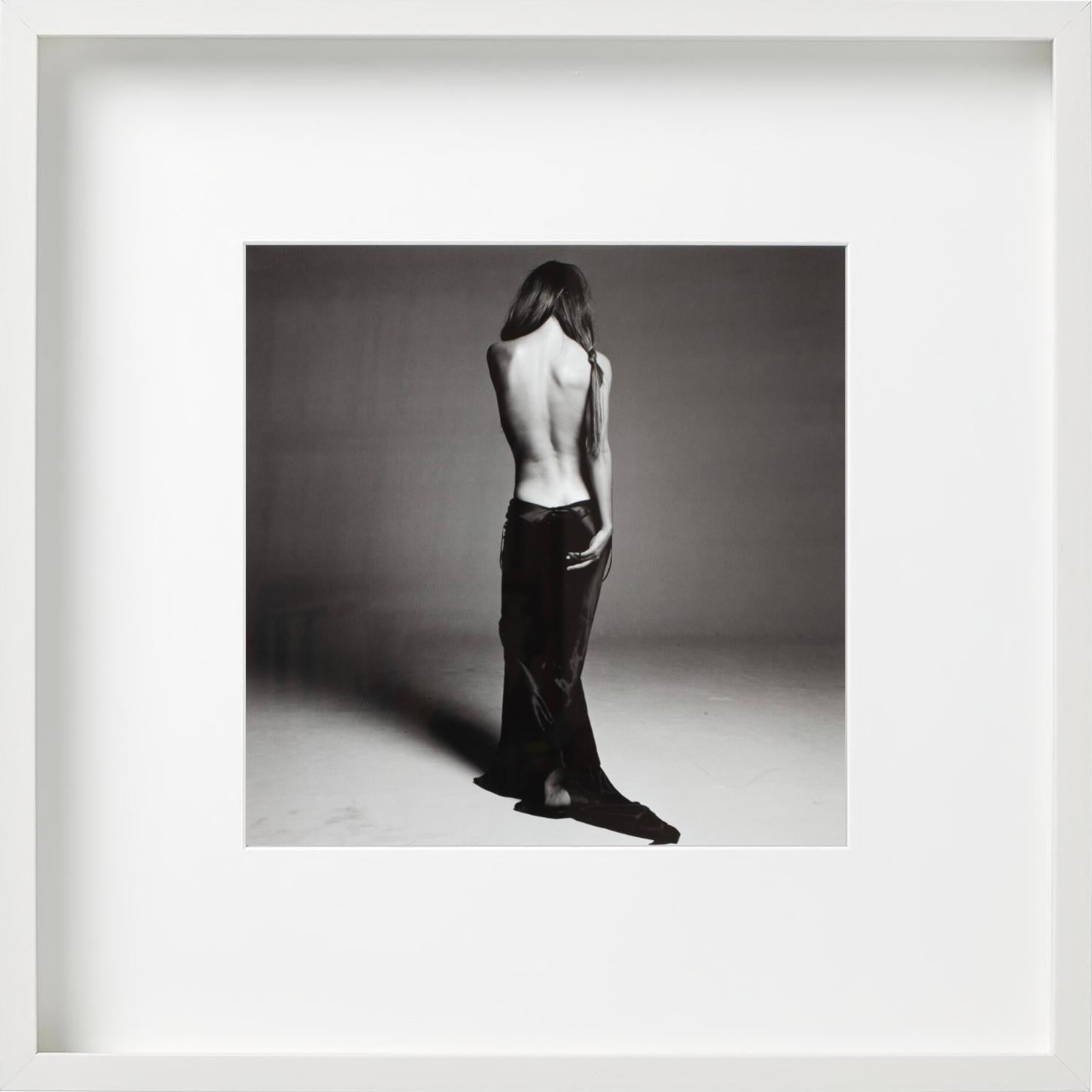 Helena Christensen, Safe Sex Campaign, Supermodel Posing with Exposed Back - Black Black and White Photograph by Michel Comte