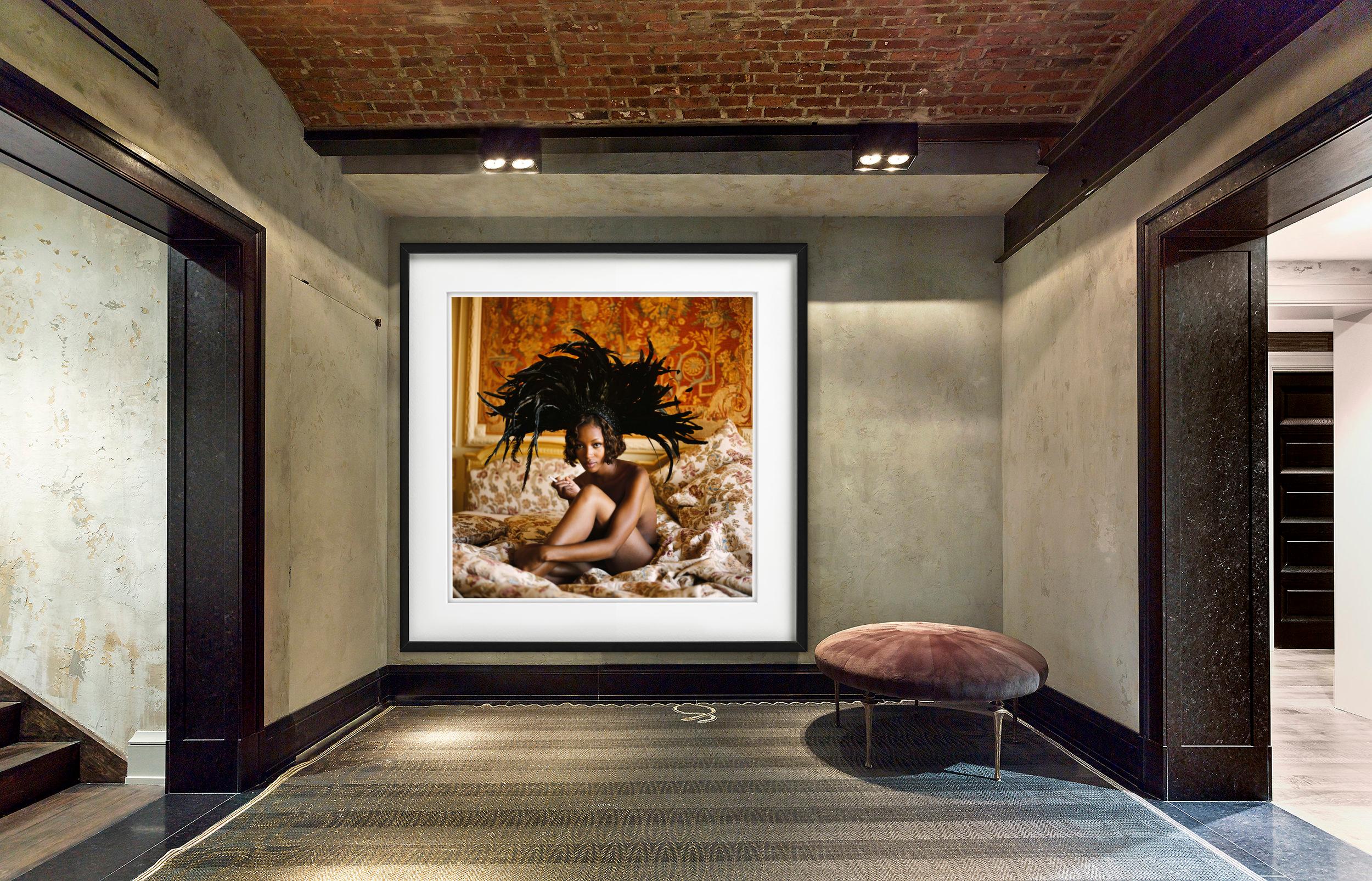 Naomi Campbell, Vogue Italia - in Black Feather Headpiece, Fine Art Photography For Sale 4