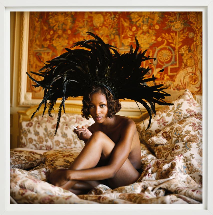 Naomi Campbell, Vogue Italia - in Black Feather Headpiece, Fine Art Photography For Sale 2