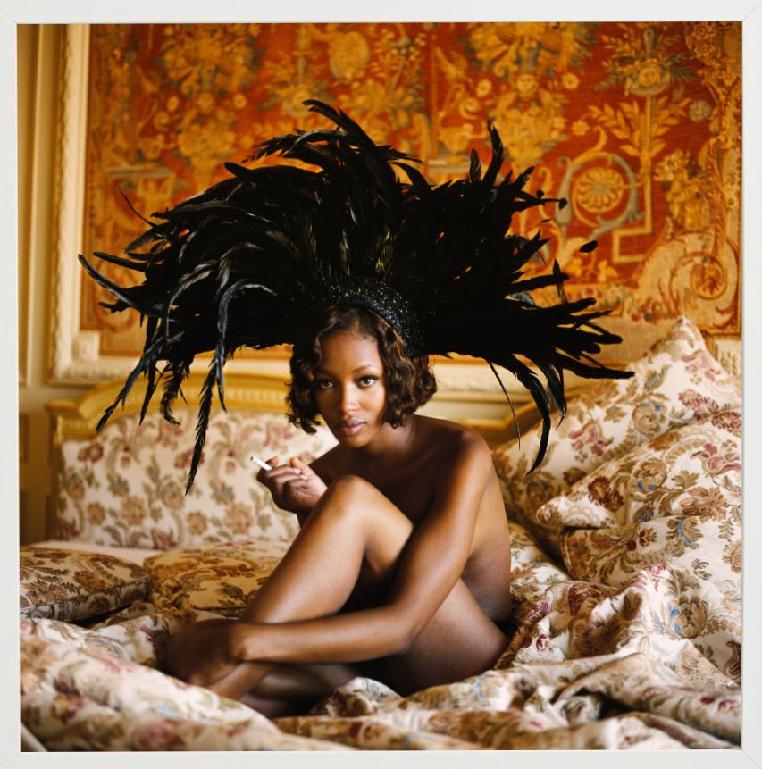 Naomi Campbell, Vogue Italia - in Black Feather Headpiece, Fine Art Photography For Sale 3