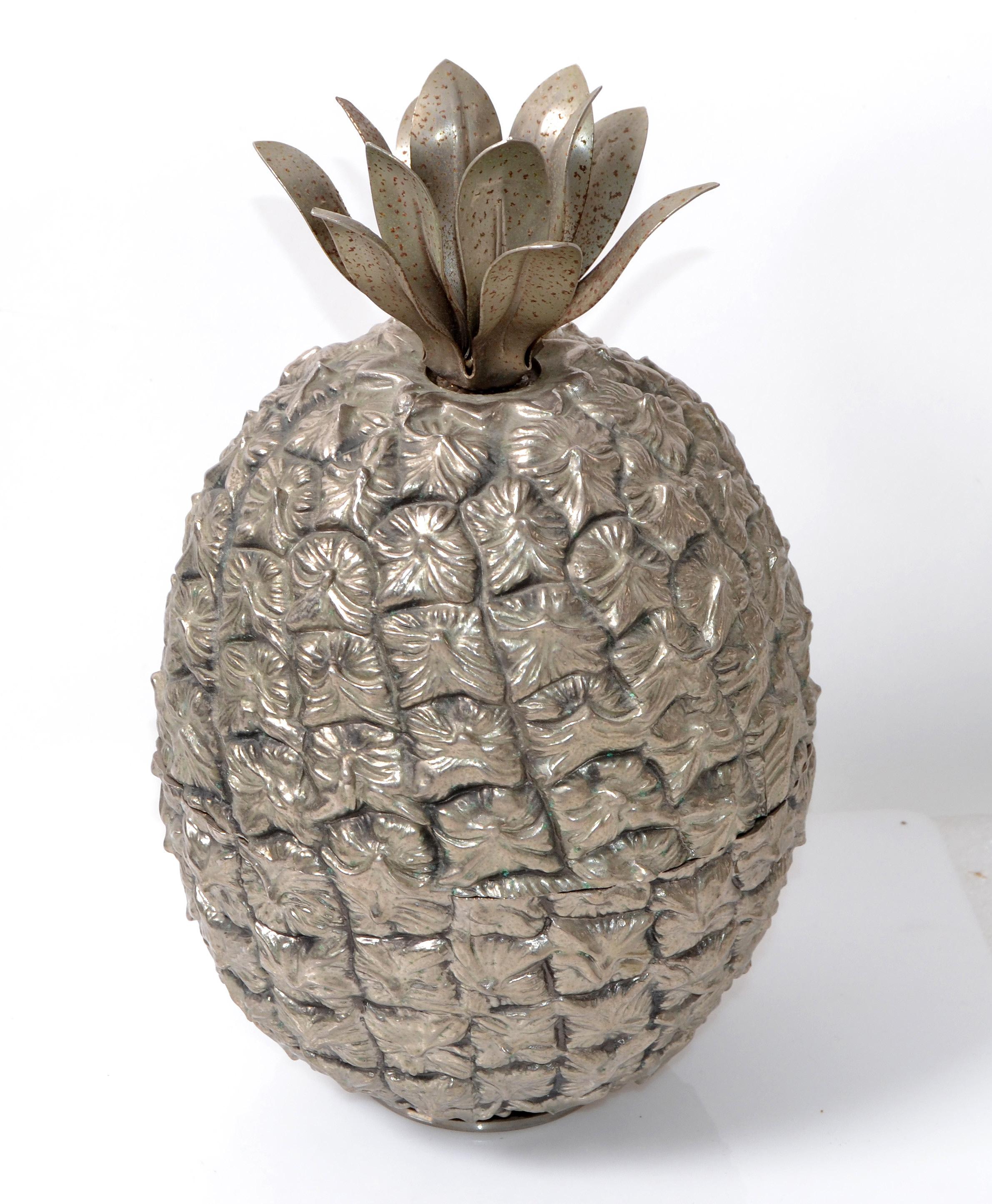 Mid-20th Century Michel Dartois Paris Pineapple Silver Plate Insulated Ice Bucket, France, 1960