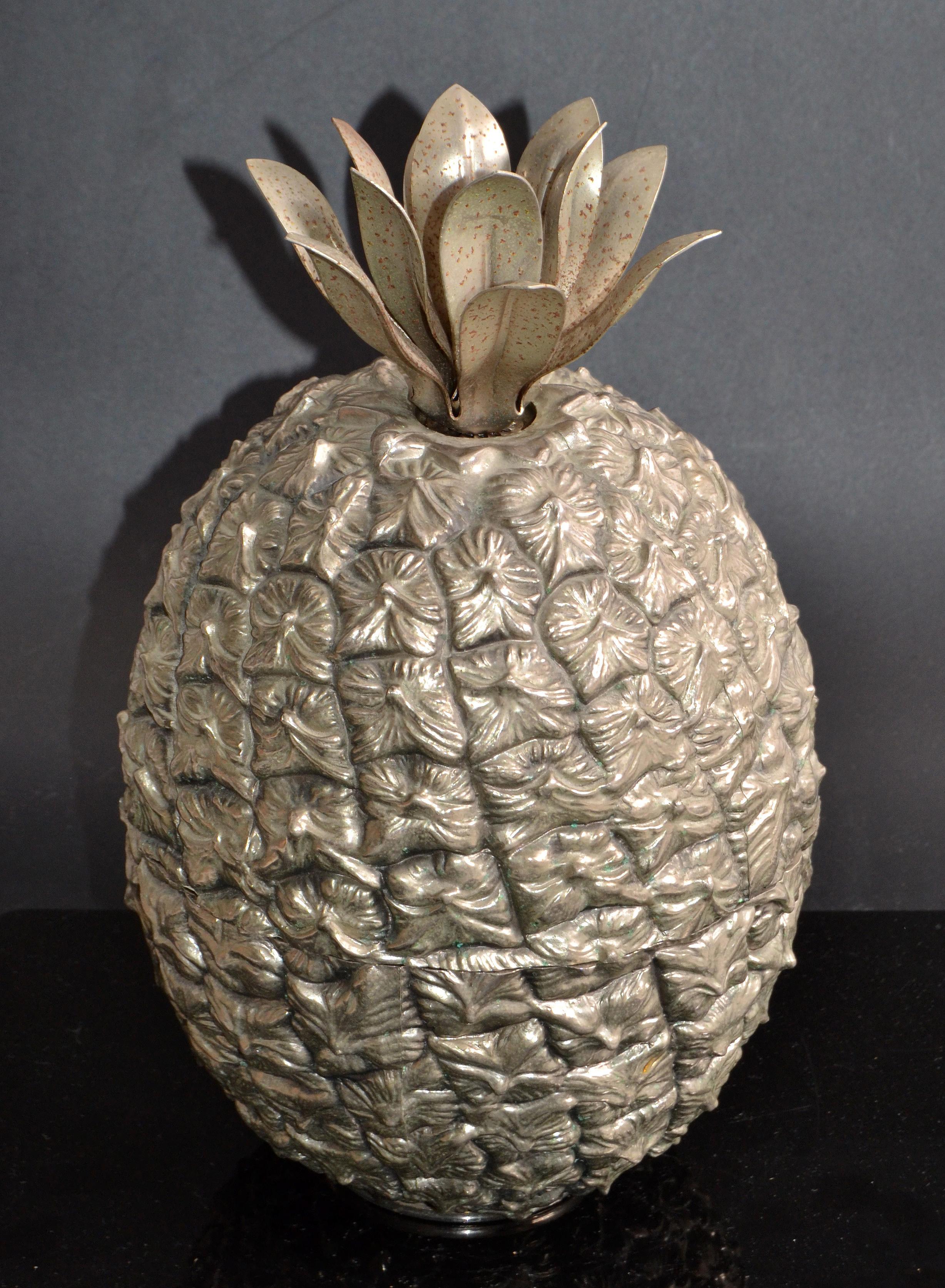 Michel Dartois Paris Pineapple Silver Plate Insulated Ice Bucket, France, 1960 1
