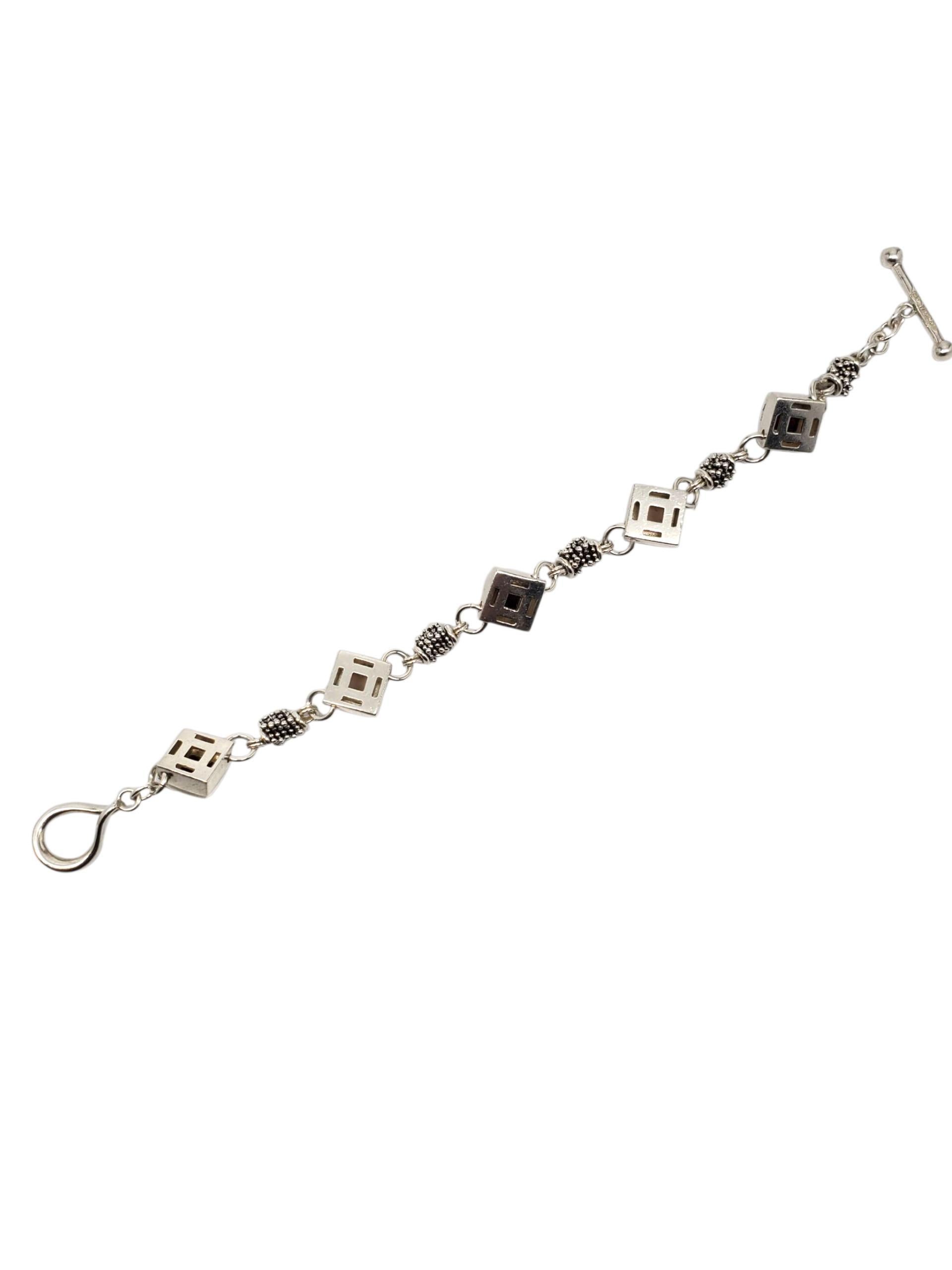 Contemporain Michel Dawkins Sterling Silver Multi Gemstone Toggle Bracelet #23310 en vente