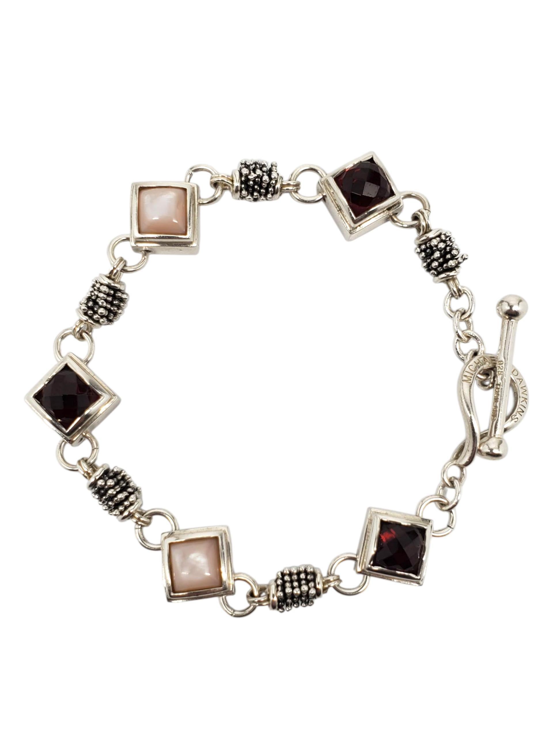 Michel Dawkins Sterling Silver Multi Gemstone Toggle Bracelet #23310 Bon état - En vente à Washington Depot, CT