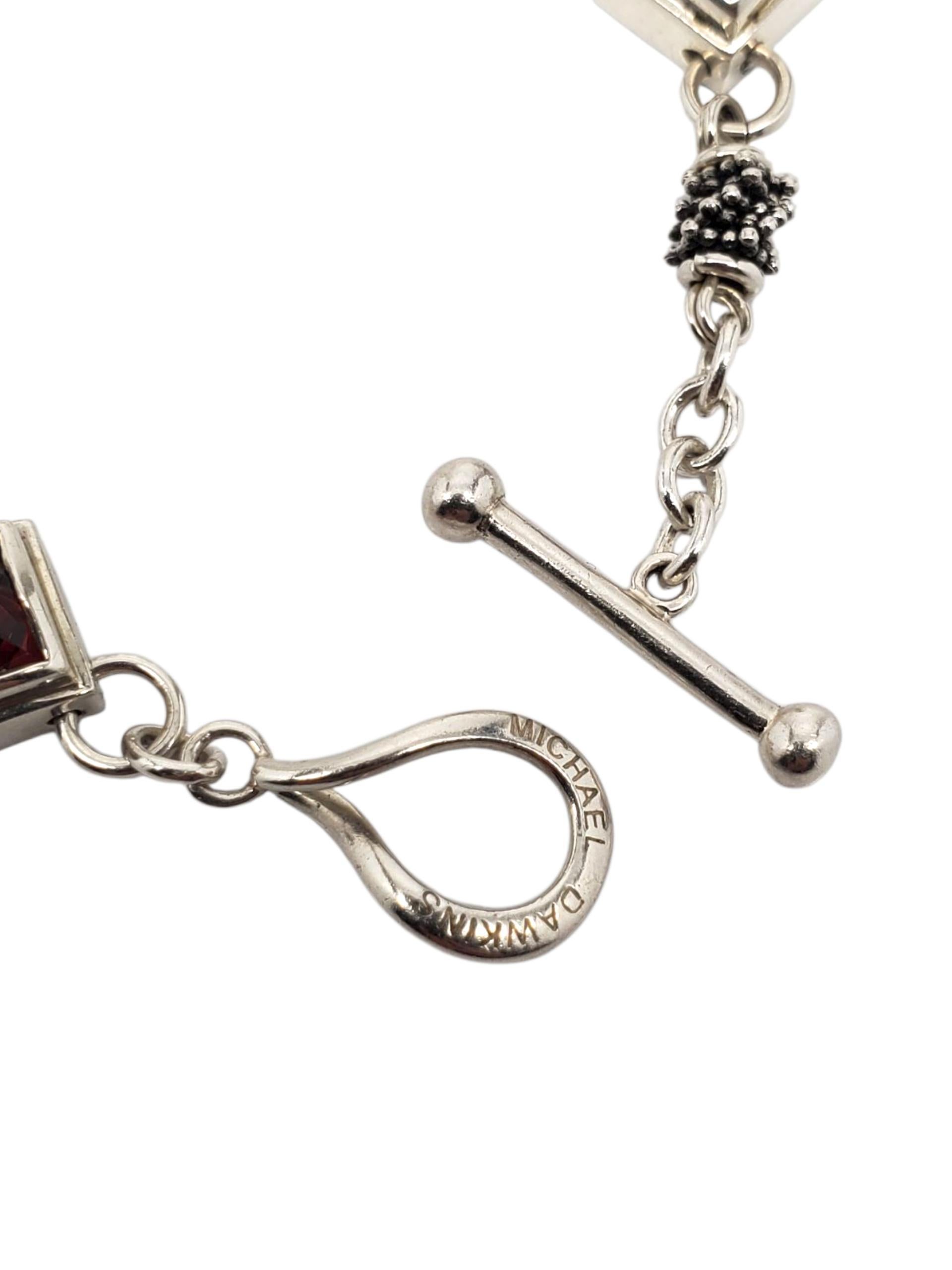 Michel Dawkins Sterling Silver Multi Gemstone Toggle Bracelet #23310 Pour femmes en vente