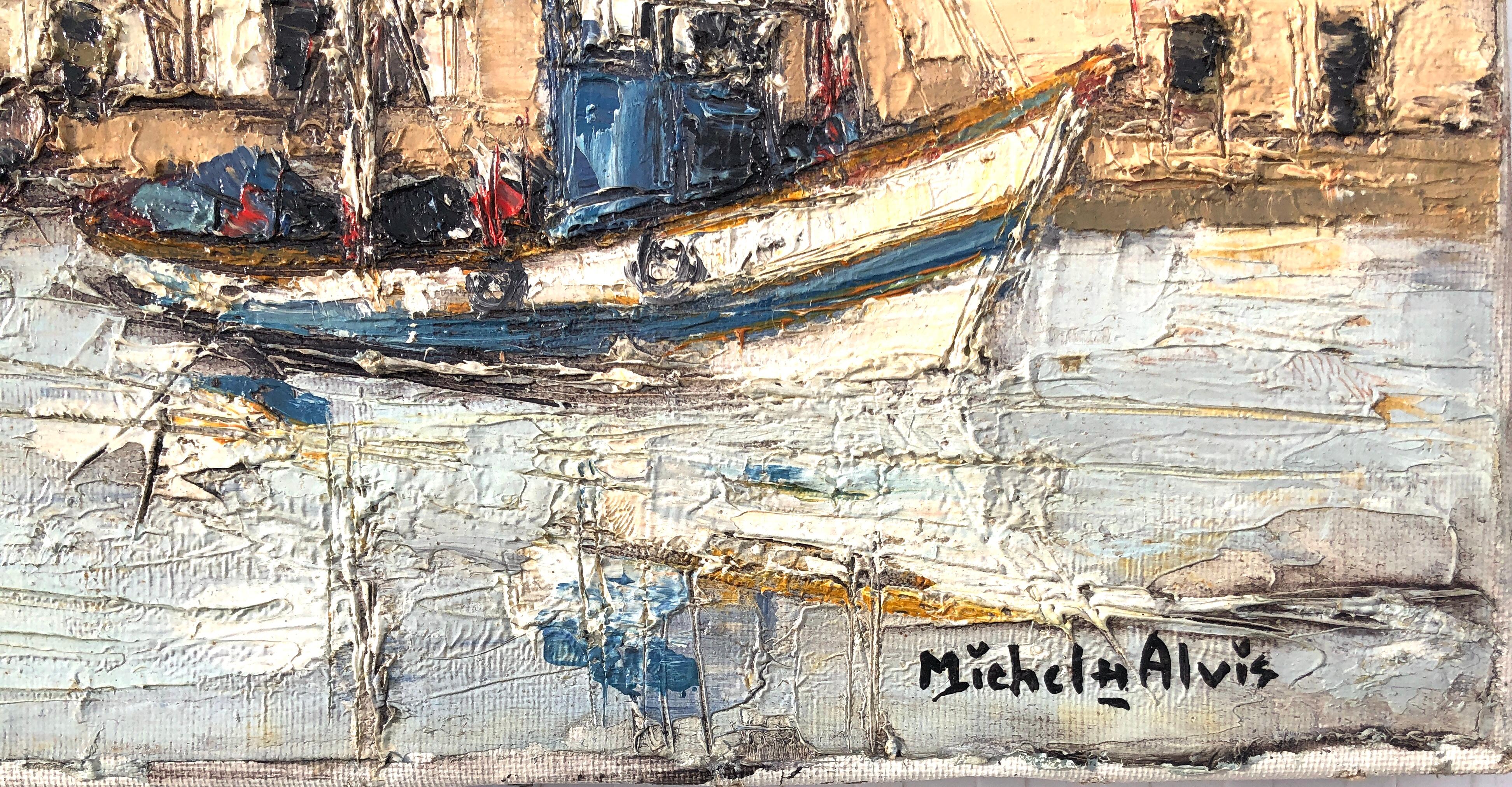 Isla Cristina Espagne huile sur toile peinture paysage marin espagnol - Painting de Michel de Alvis