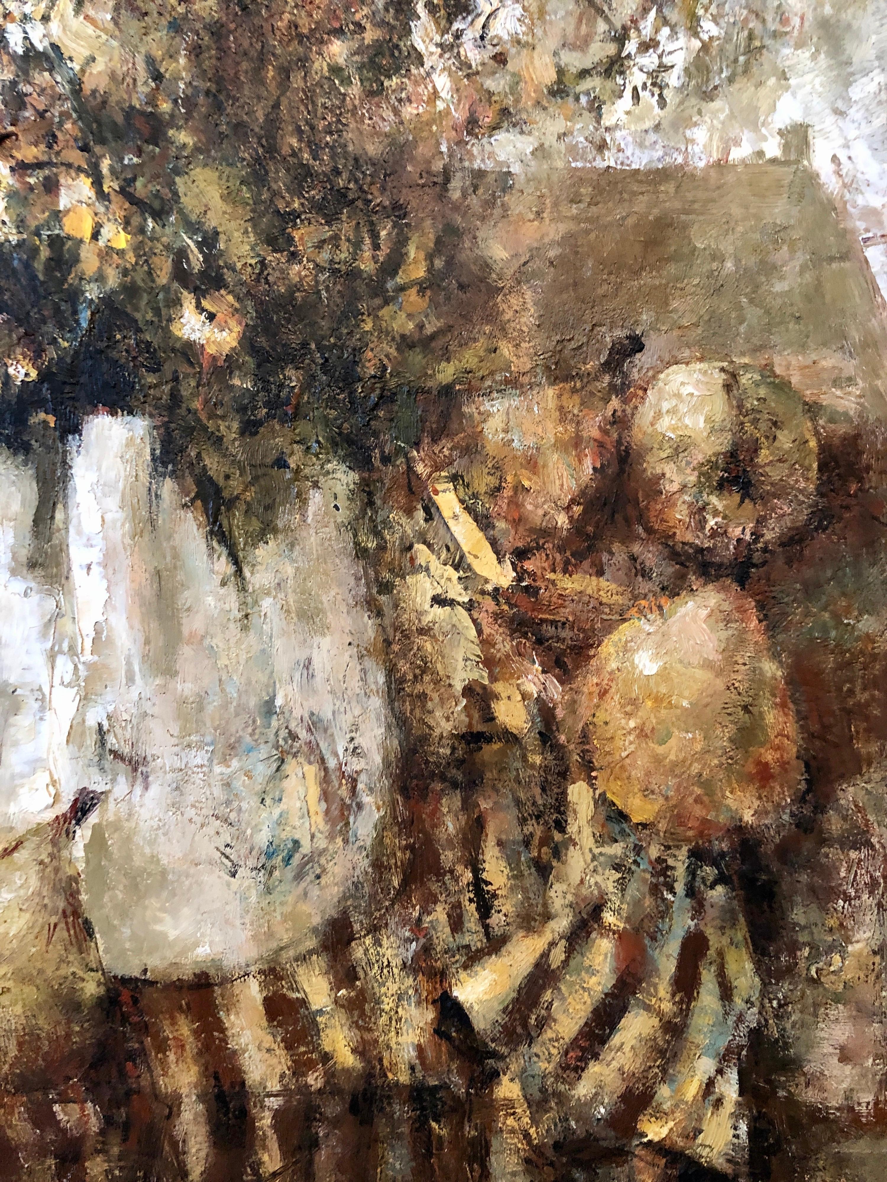Pintura al Óleo de la Escuela Expresionista de París Bodegón con Pera y Flores en venta 4