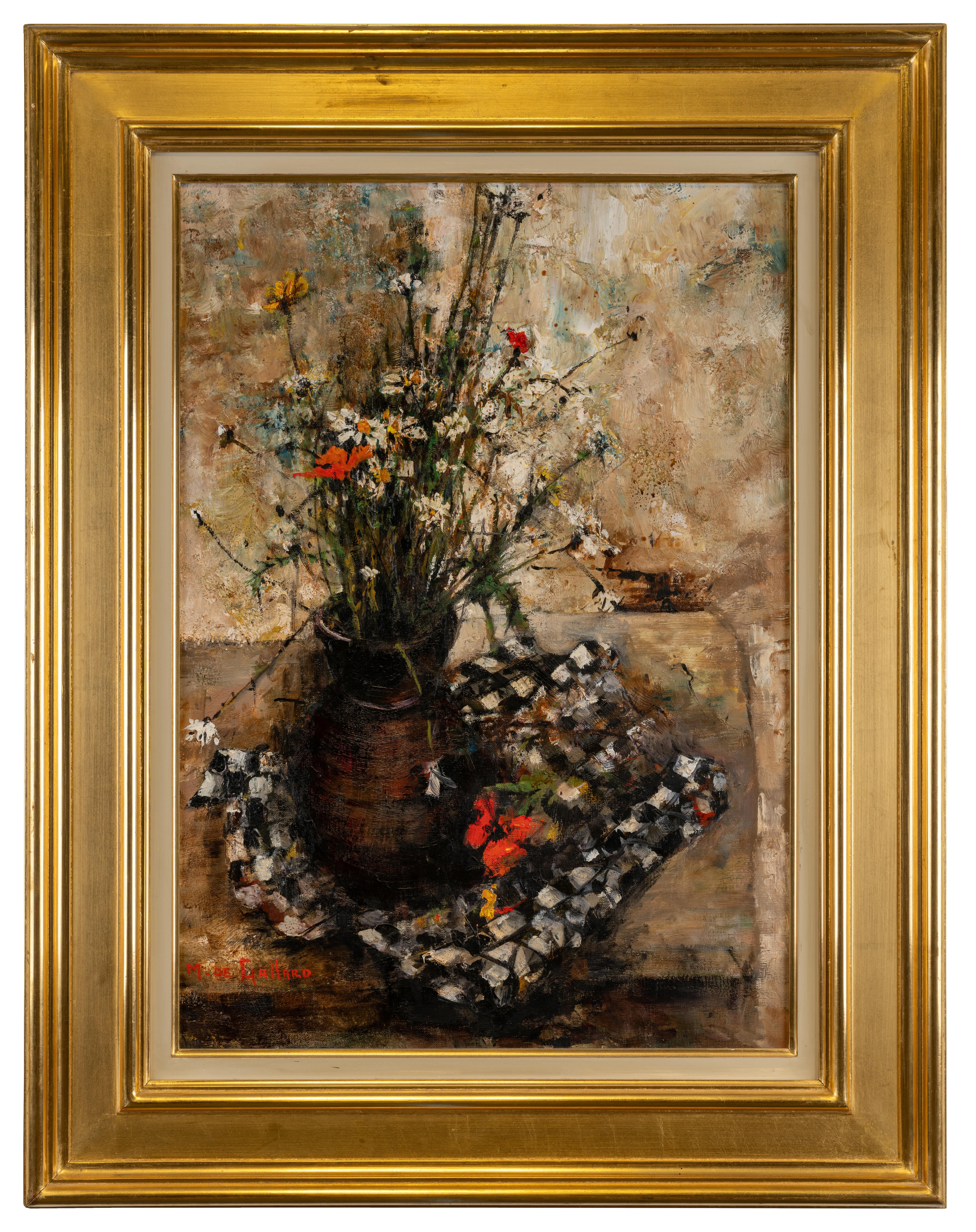 Michel De Gallard Still-Life Painting - Fleurs au Pot Noir