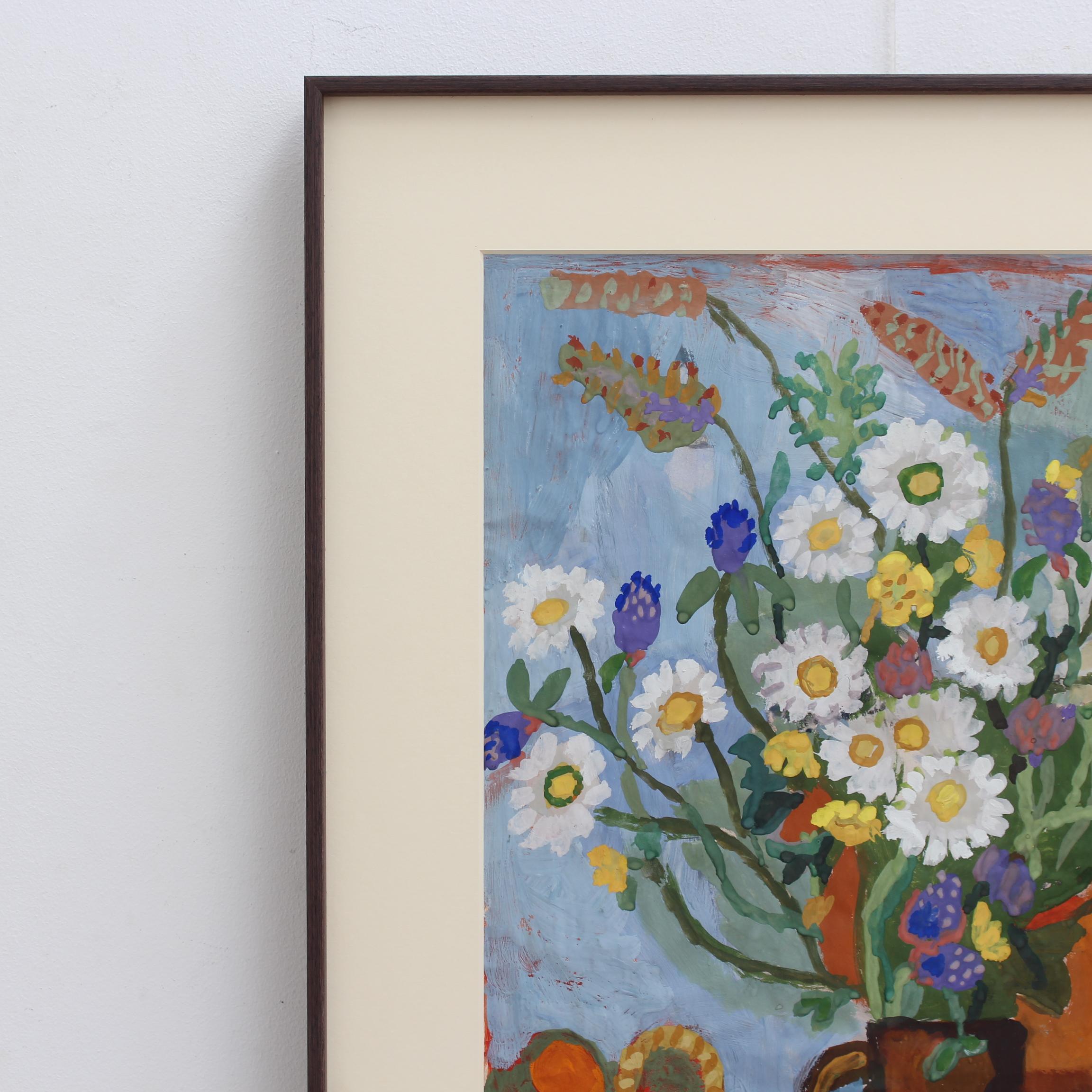 Nature morte aux fleurs et aux fruits - Moderne Painting par Michel Debiève