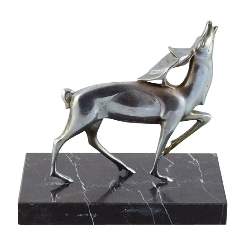 Michel Decoux, '1837-1924' Belgian Sculptor, Art Deco Sculpture of a Stag