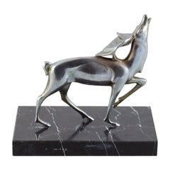 Michel Decoux, '1837-1924' Belgian Sculptor, Art Deco Sculpture of a Stag