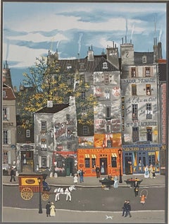 Michel Delacroix Lithograph French Cityscape & Figurative Parisian Life Art