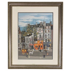 Lithographie française de Michel Delacroix, paysage urbain et art figuratif parisien