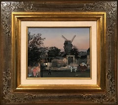 Impasse Girardon, Original Folk Art Oil Painting on Board by Michel Delacroix