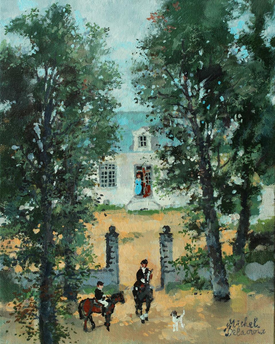 Pere et fils - Painting by Michel Delacroix