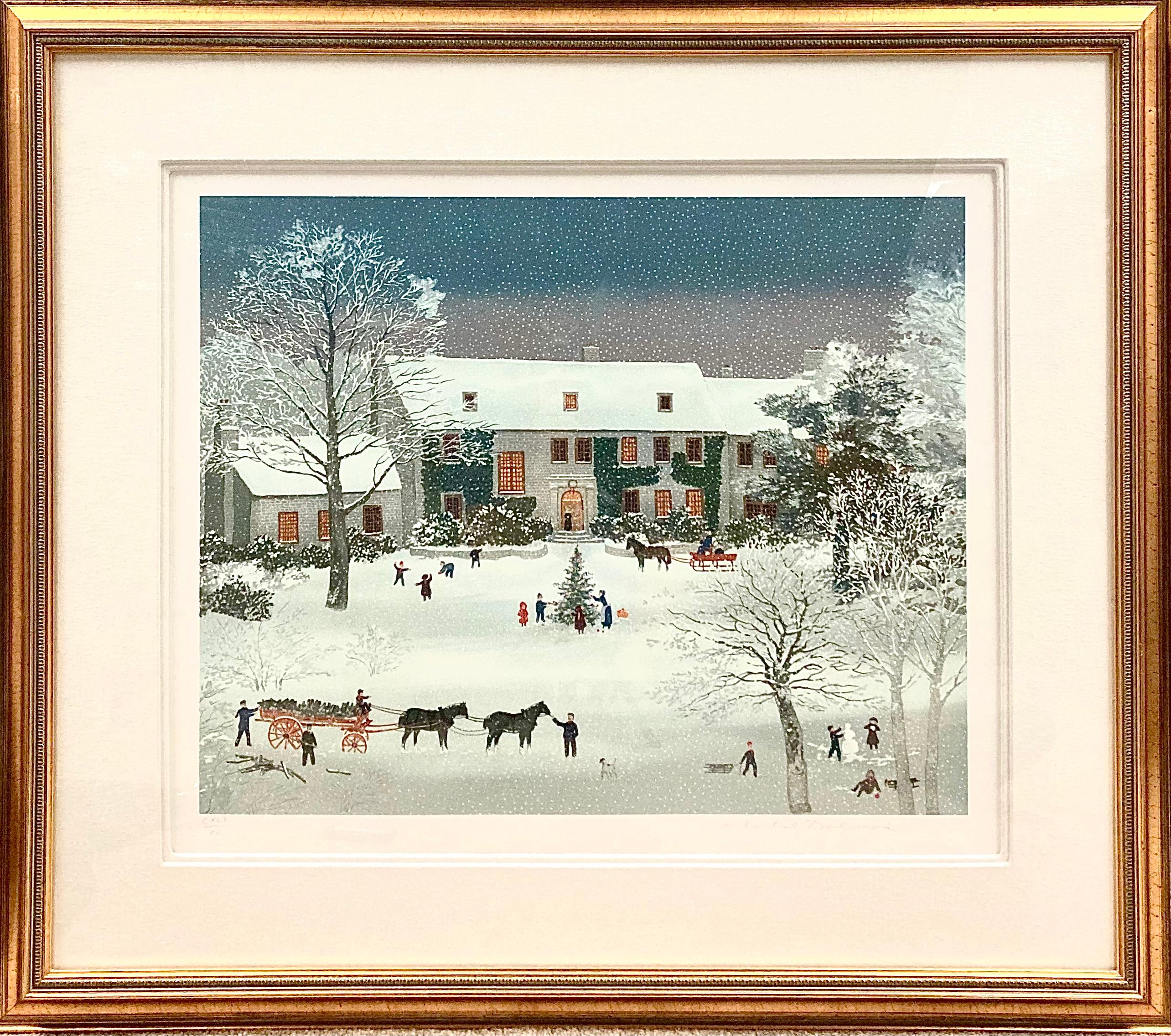 ""Noël à la campagne"" - Print de Michel Delacroix