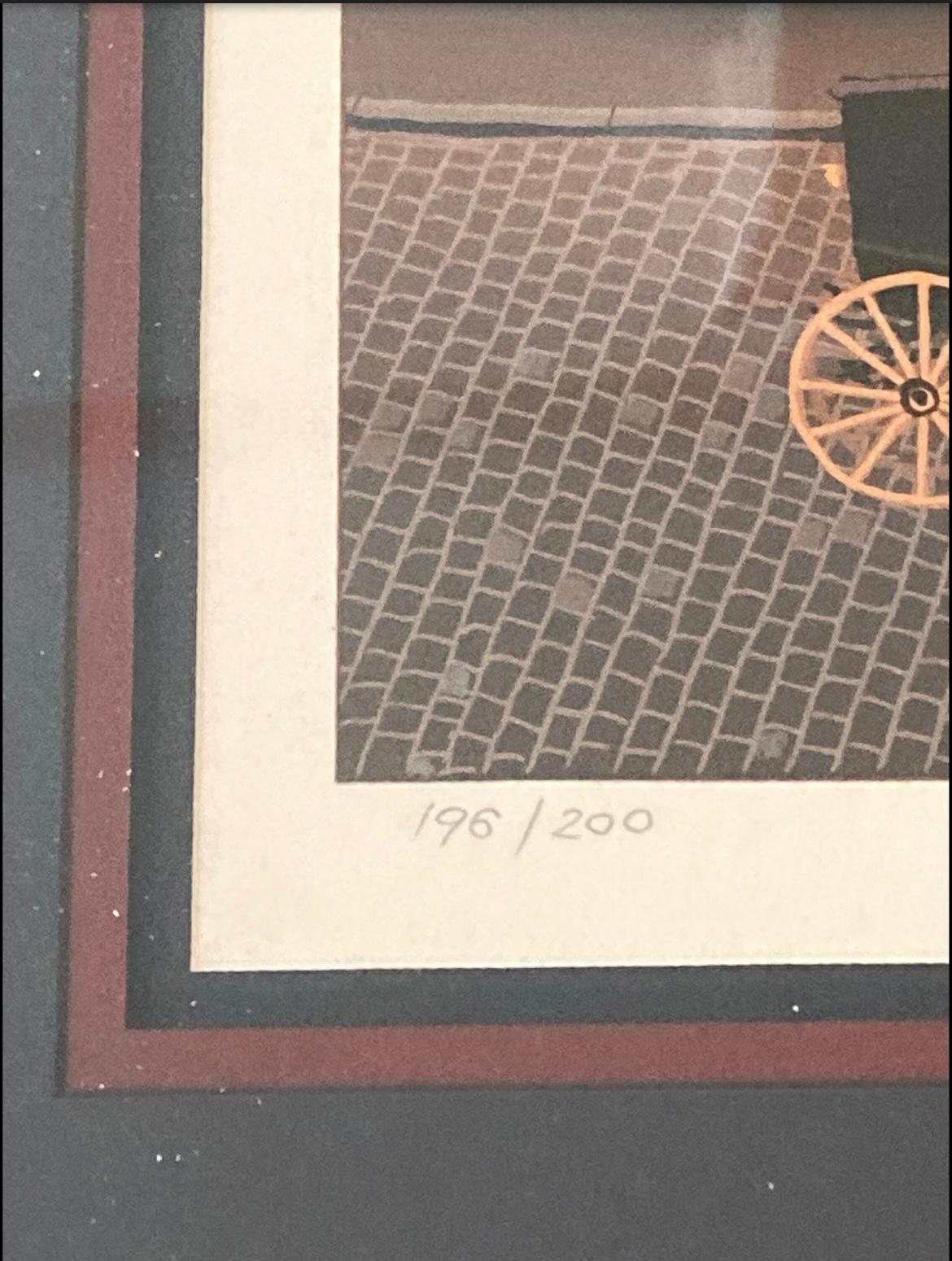 This is an Michel Delacroix lithograph signed and numbered “Eiffel Tower Eclairee”. In good condition some minor frame scratches . Measures 34x30