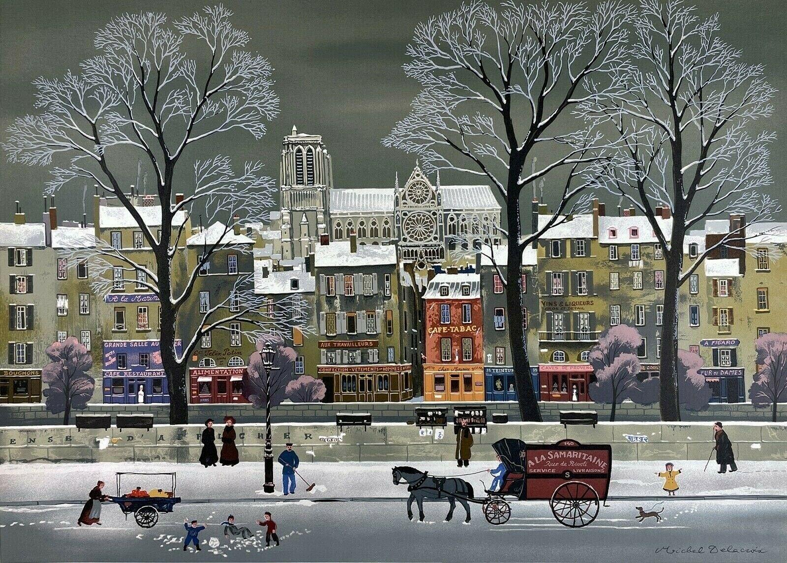 Michel Delacroix La Neige sur la Seine, Michel Delacroix For Sale at