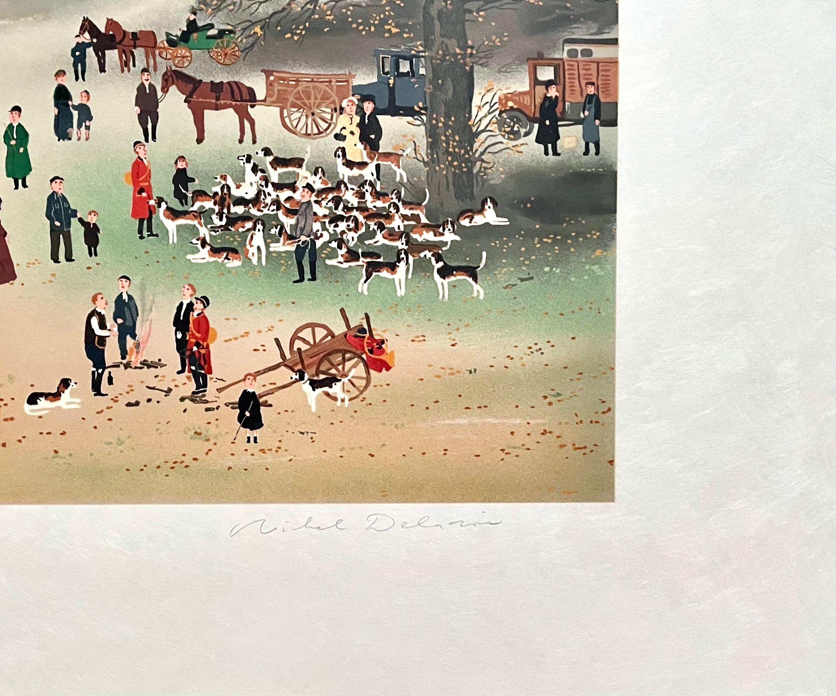 Artist: Michel Delacroix (1933)
Title: Le Rendezvous
Year: 1988
Edition: CXXXVI/CL; 150 Arabic Numerals on Rives paper, 150 Roman Numerals on Japon paper, and 25 APs on Rives paper
Medium: Lithograph on japon paper
Inscription: Signed & numbered in