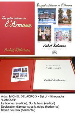 LES QUATRE SAISONS DE L'AMOUR, 4er-Set signierte Lithografien, Pariser Liebhaber, in Schachtel