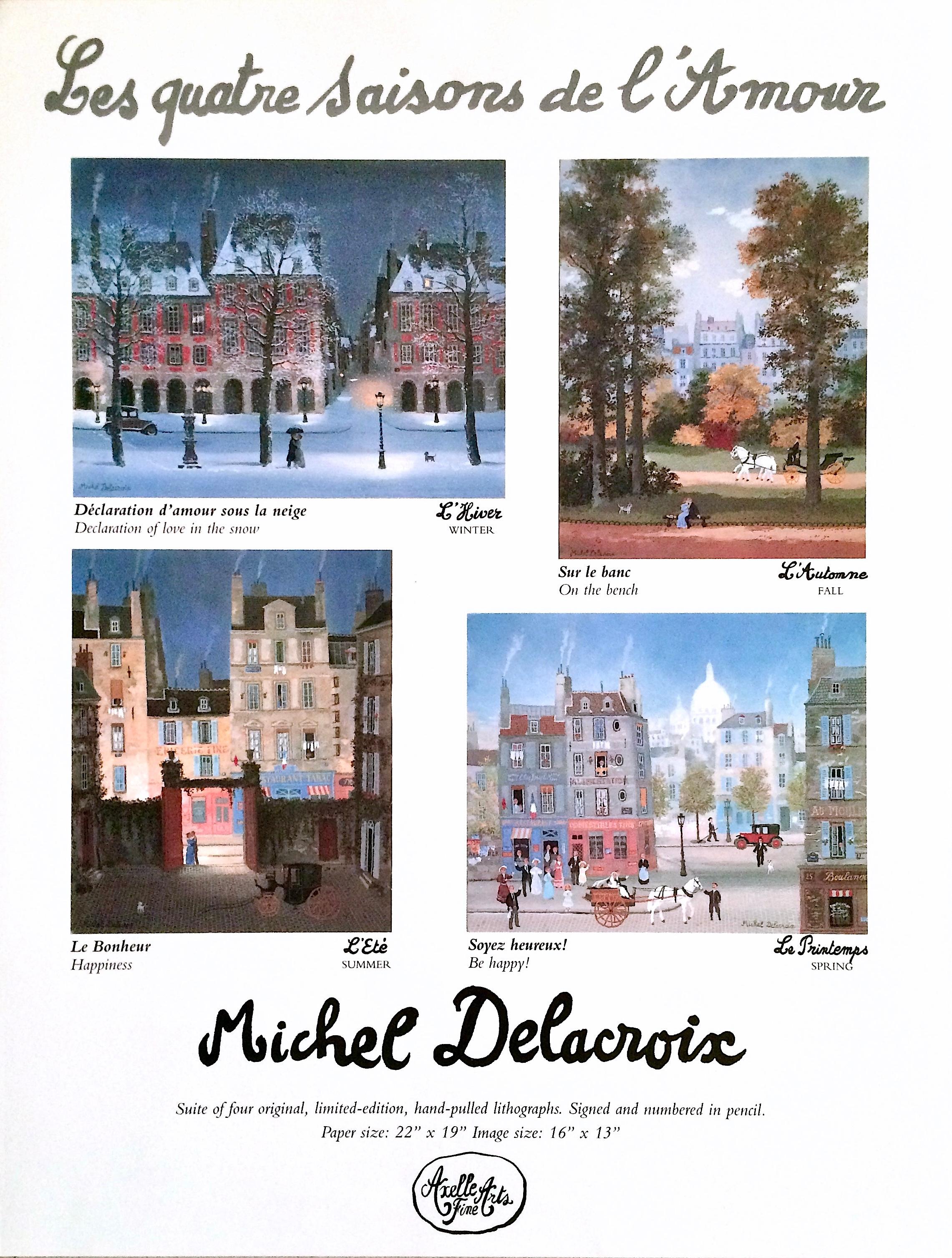 LES QUATRE SAISONS DE L'AMOUR 4 Signed Lithographs Clamshell Case, Paris Lovers For Sale 8