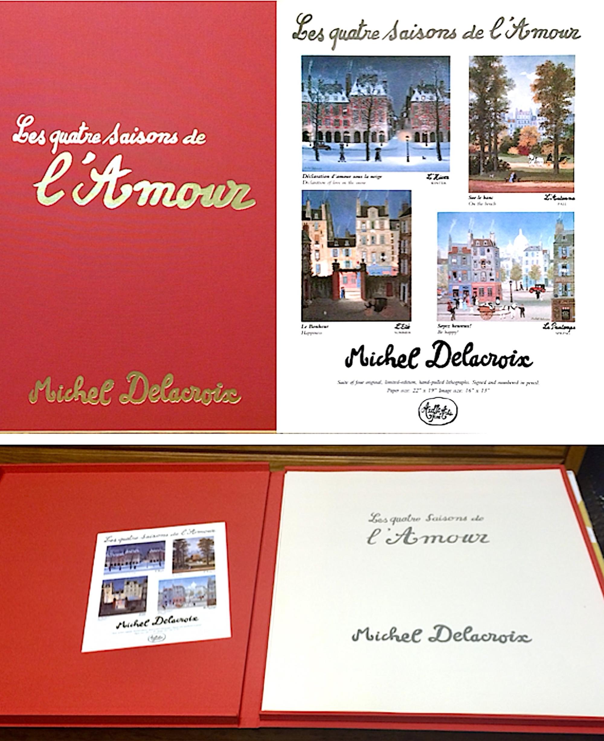 LES QUATRE SAISONS DE L'AMOUR 4 Signed Lithographs Clamshell Case, Paris Lovers For Sale 10