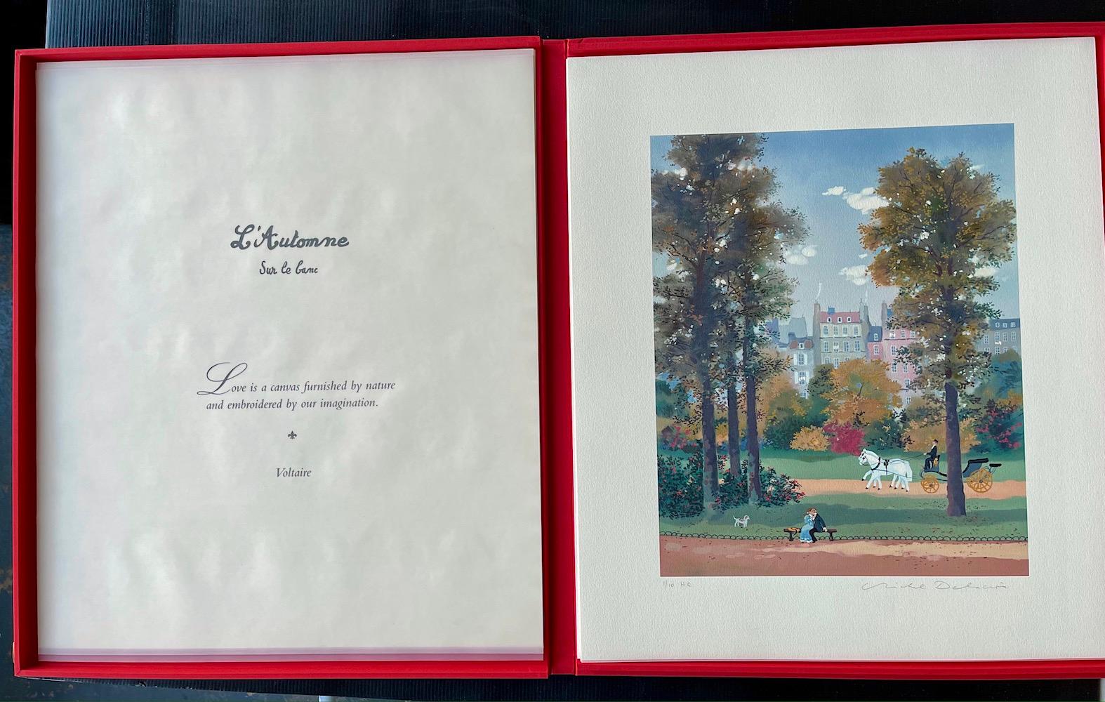 Ensemble de 4 lithographies signées LES QUATRE SAISONS DE L'AMOUR, Paris Lovers en vente 6