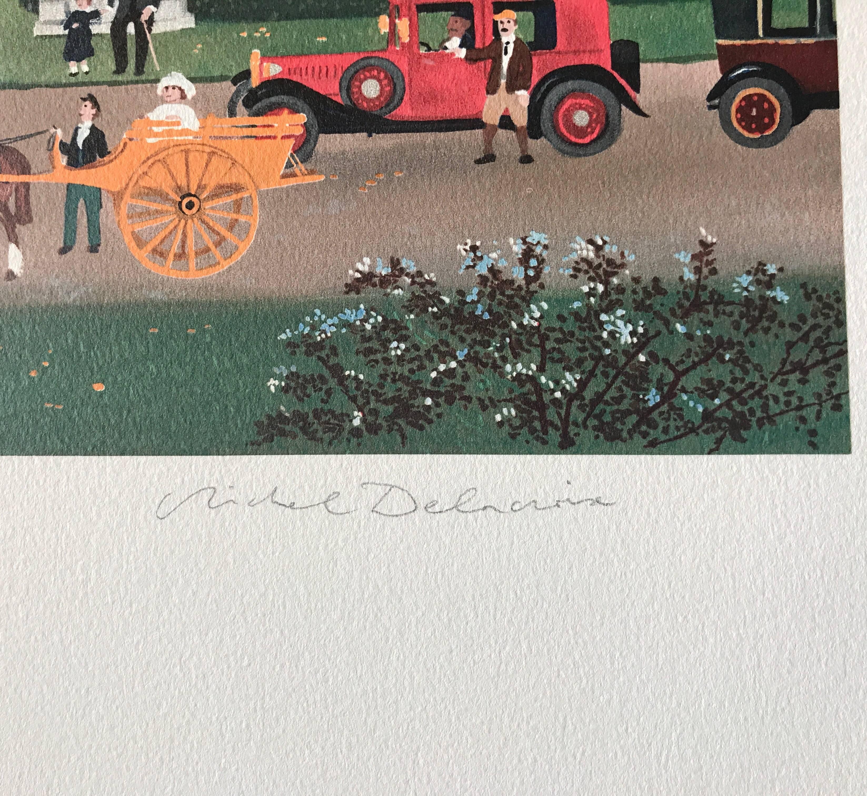MARIAGE À LA CAMPAGNE Signed Lithograph, French Maison, Romantic Country Wedding For Sale 6