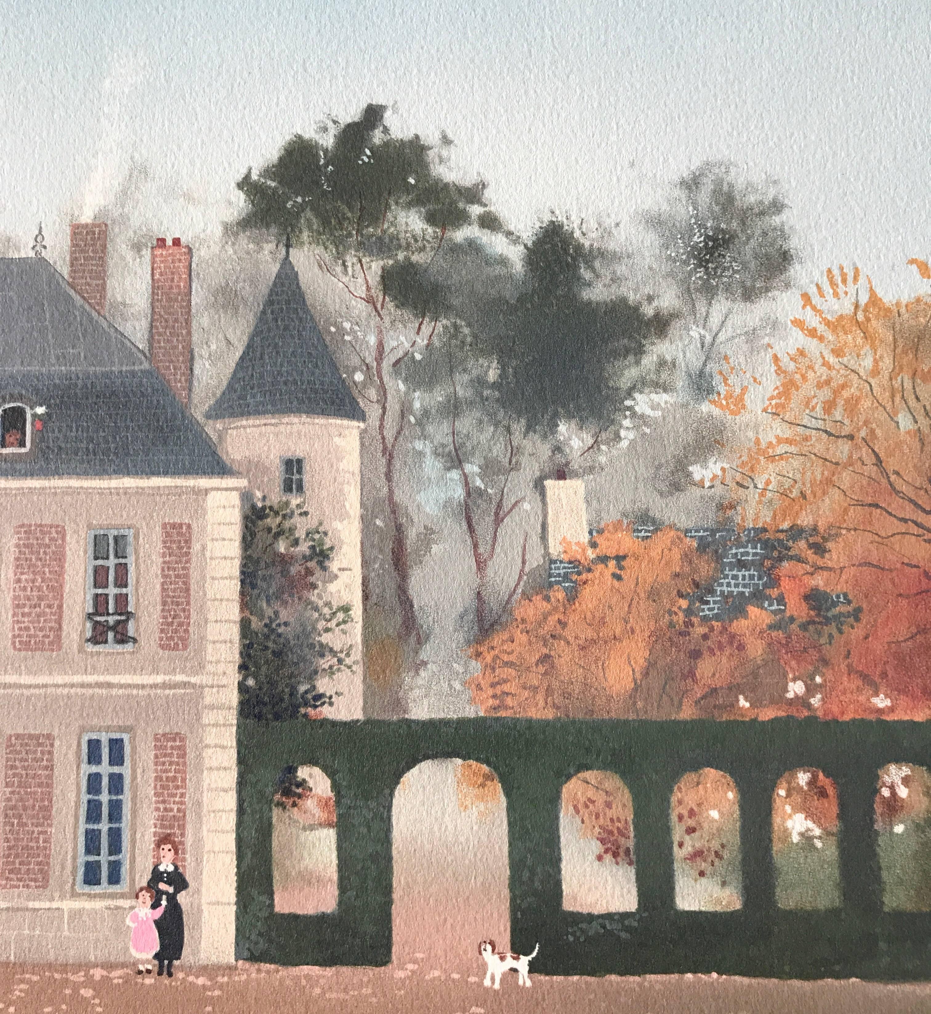 MARIAGE À LA CAMPAGNE Signed Lithograph, French Maison, Romantic Country Wedding For Sale 2