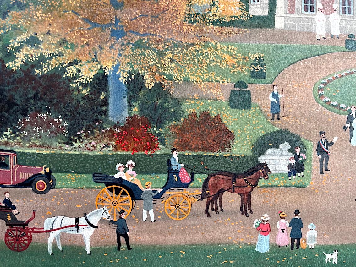 MARIAGE À LA CAMPAGNE Signed Lithograph, French Maison, Romantic Country Wedding For Sale 1