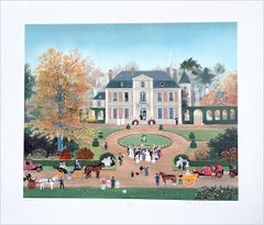 Retro MARIAGE À LA CAMPAGNE Signed Lithograph, French Maison, Romantic Country Wedding