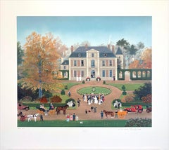 MARIAGE À LA CAMPAGNE Lithographie signée, Maison française, mariage romantique à la campagne
