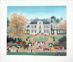 Vintage MARIAGE A LA CAMPAGNE Signed Lithograph, French Maison, Romantic Country Wedding